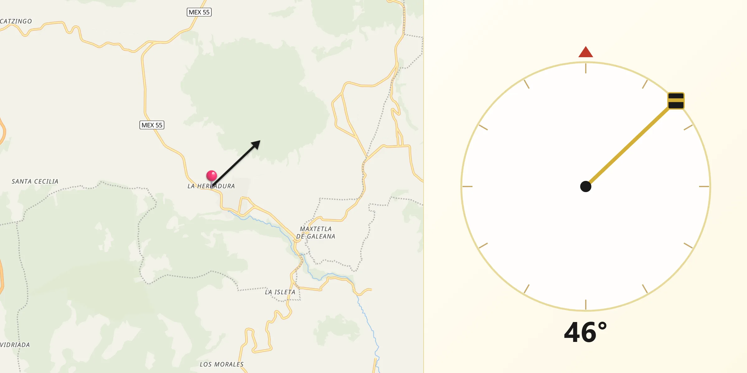 Dirección de la Qibla desde La Herradura