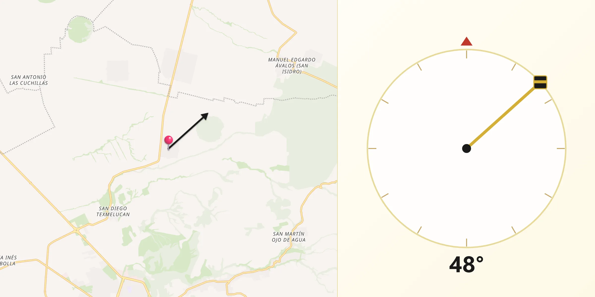 Dirección de la Qibla desde Ahuatepec de Camino