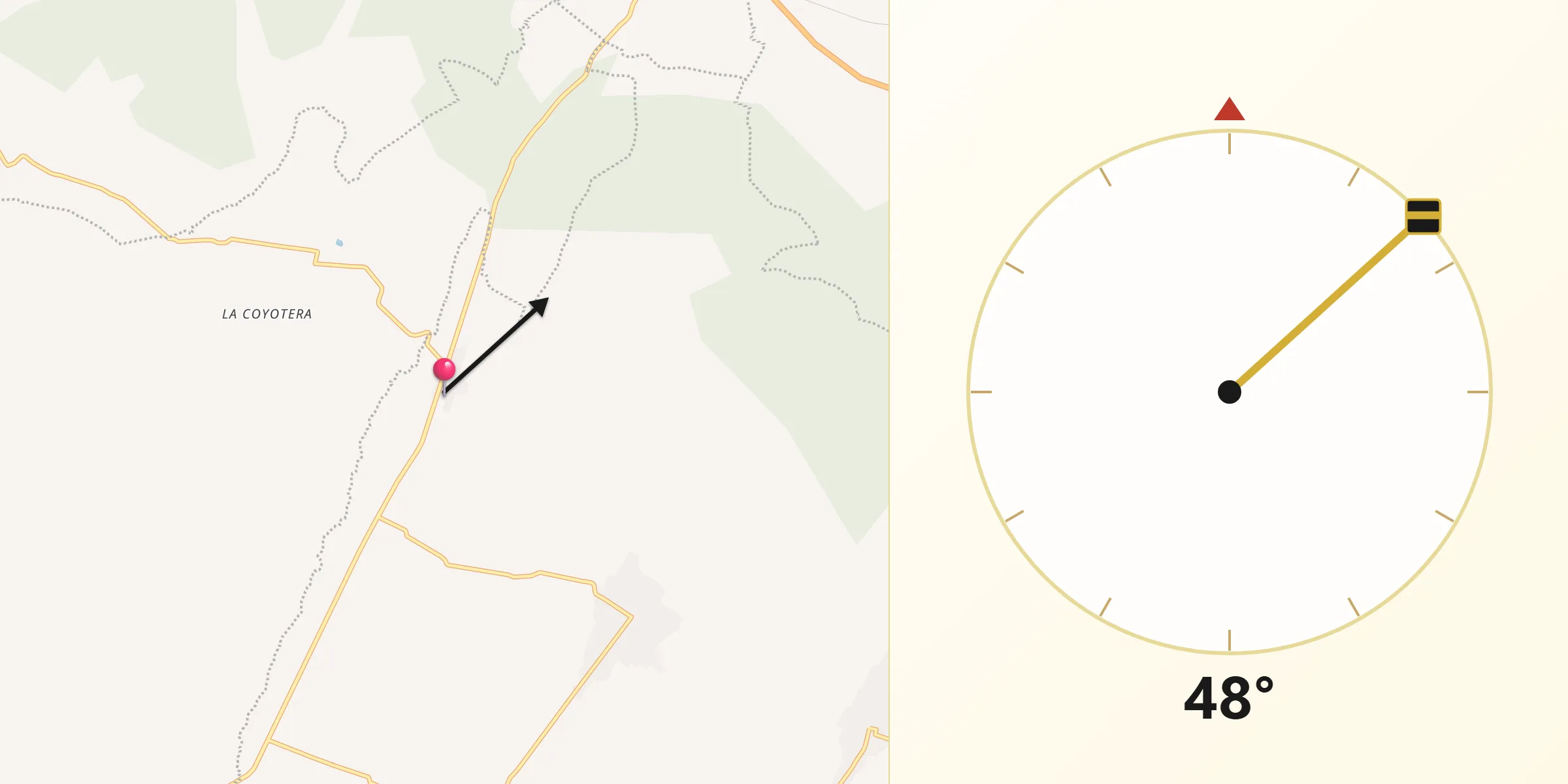 Dirección de la Qibla desde Candelaria Portezuelo