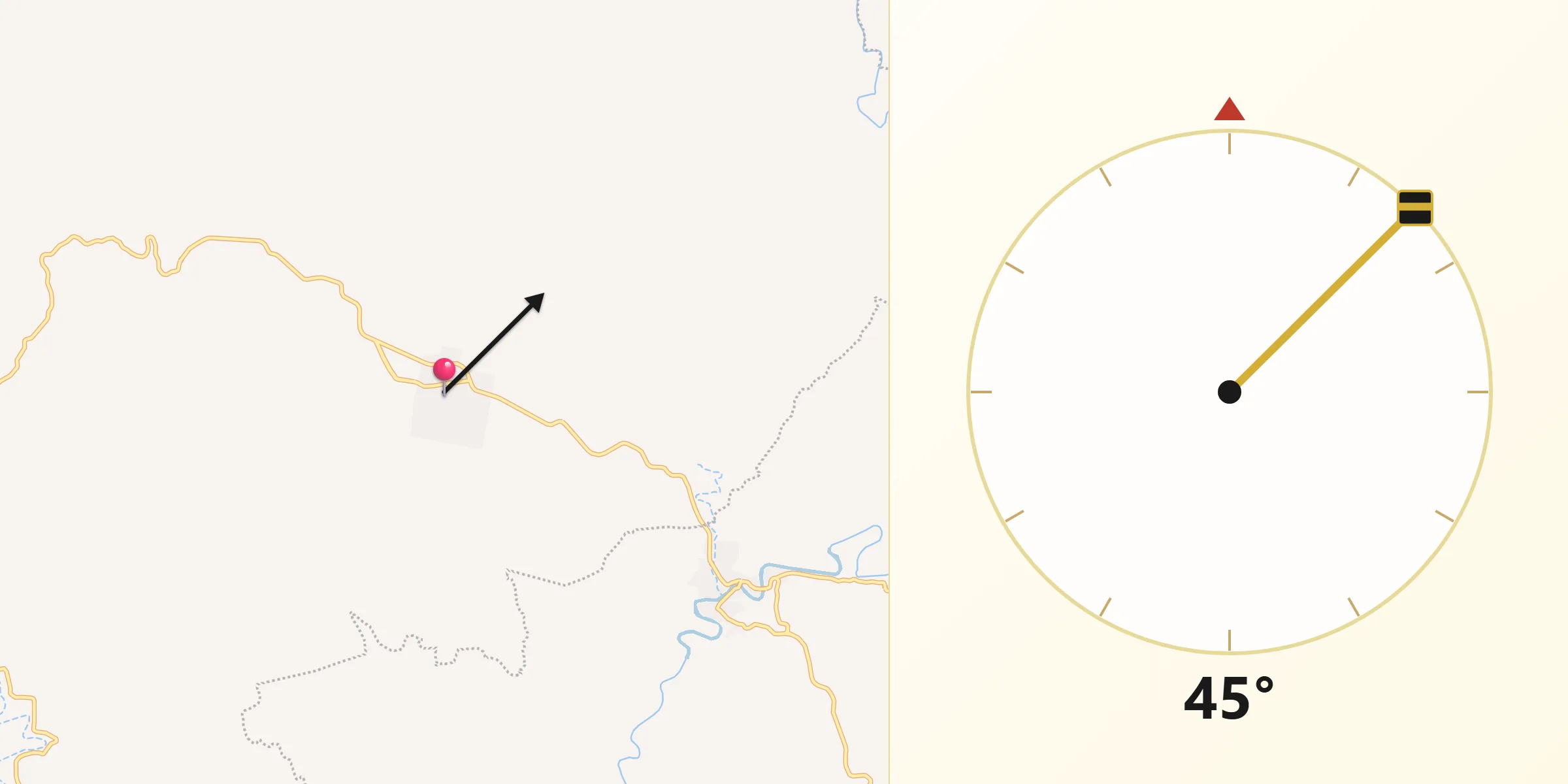 Dirección de la Qibla desde Nocupétaro