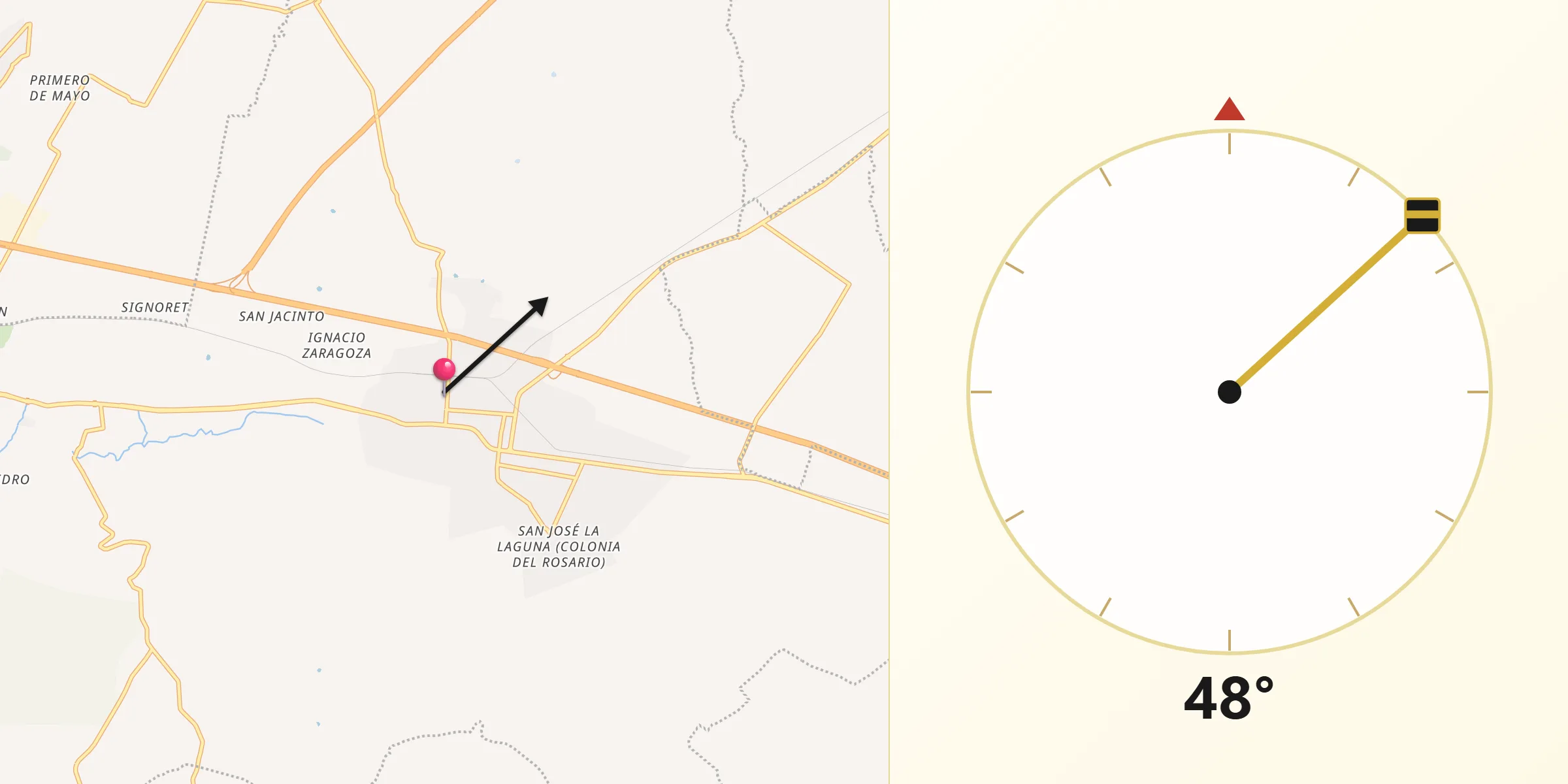 Dirección de la Qibla desde Amozoc