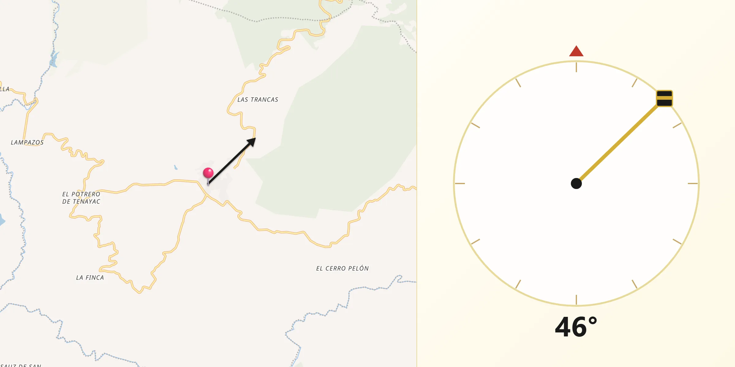 Dirección de la Qibla desde San Pedro Tenayac