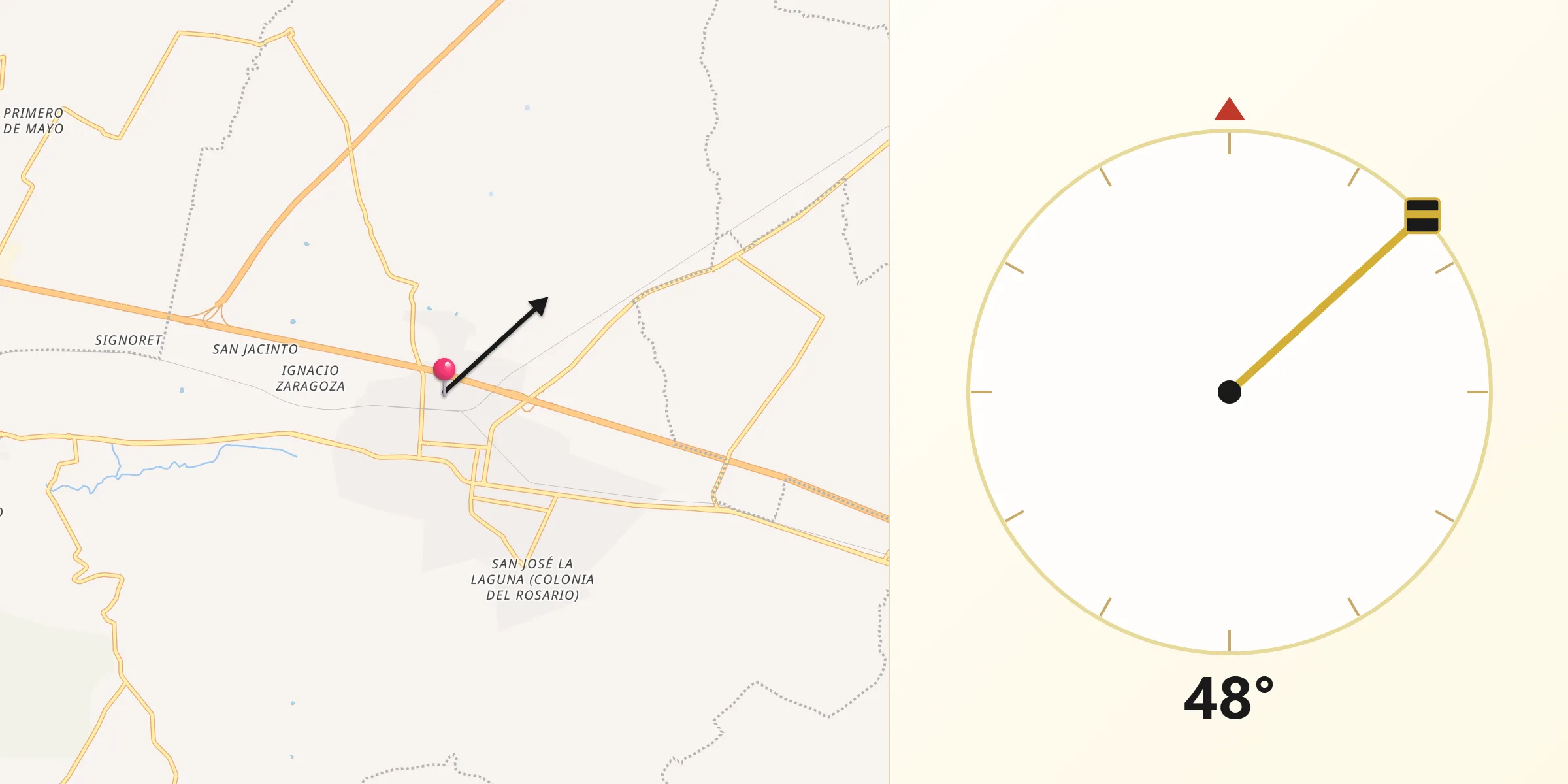 Dirección de la Qibla desde Amozoc