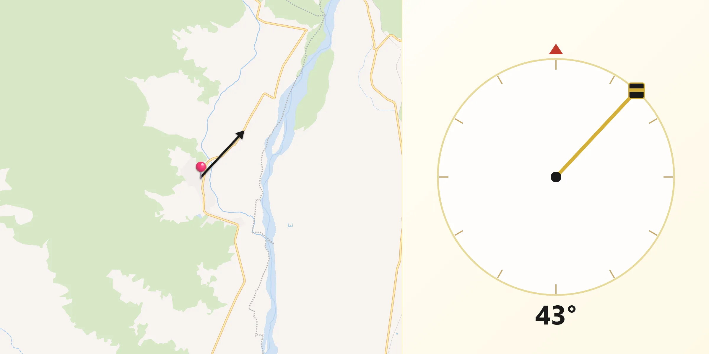 Dirección de la Qibla desde Rincón de López