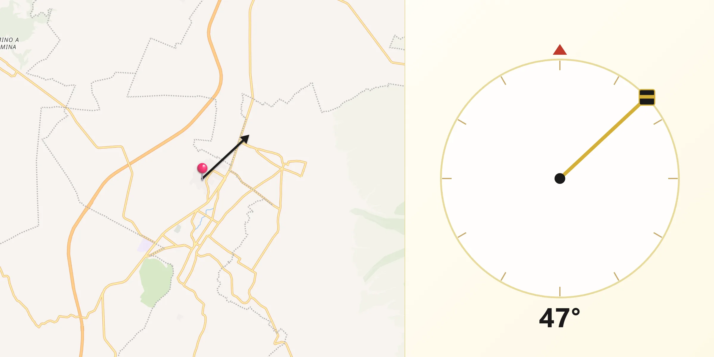 Dirección de la Qibla desde San Mateo Tecalco