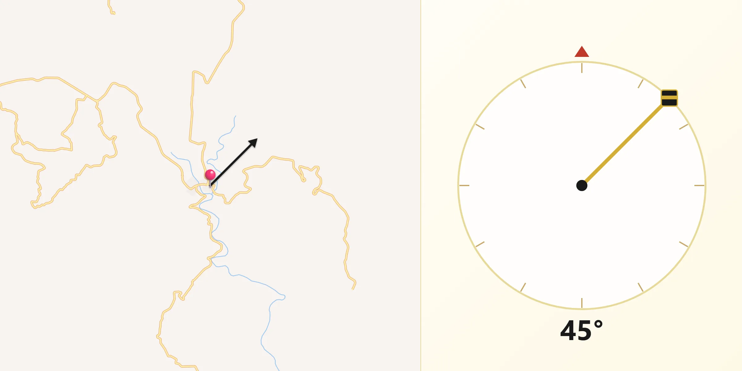 Dirección de la Qibla desde Turicato