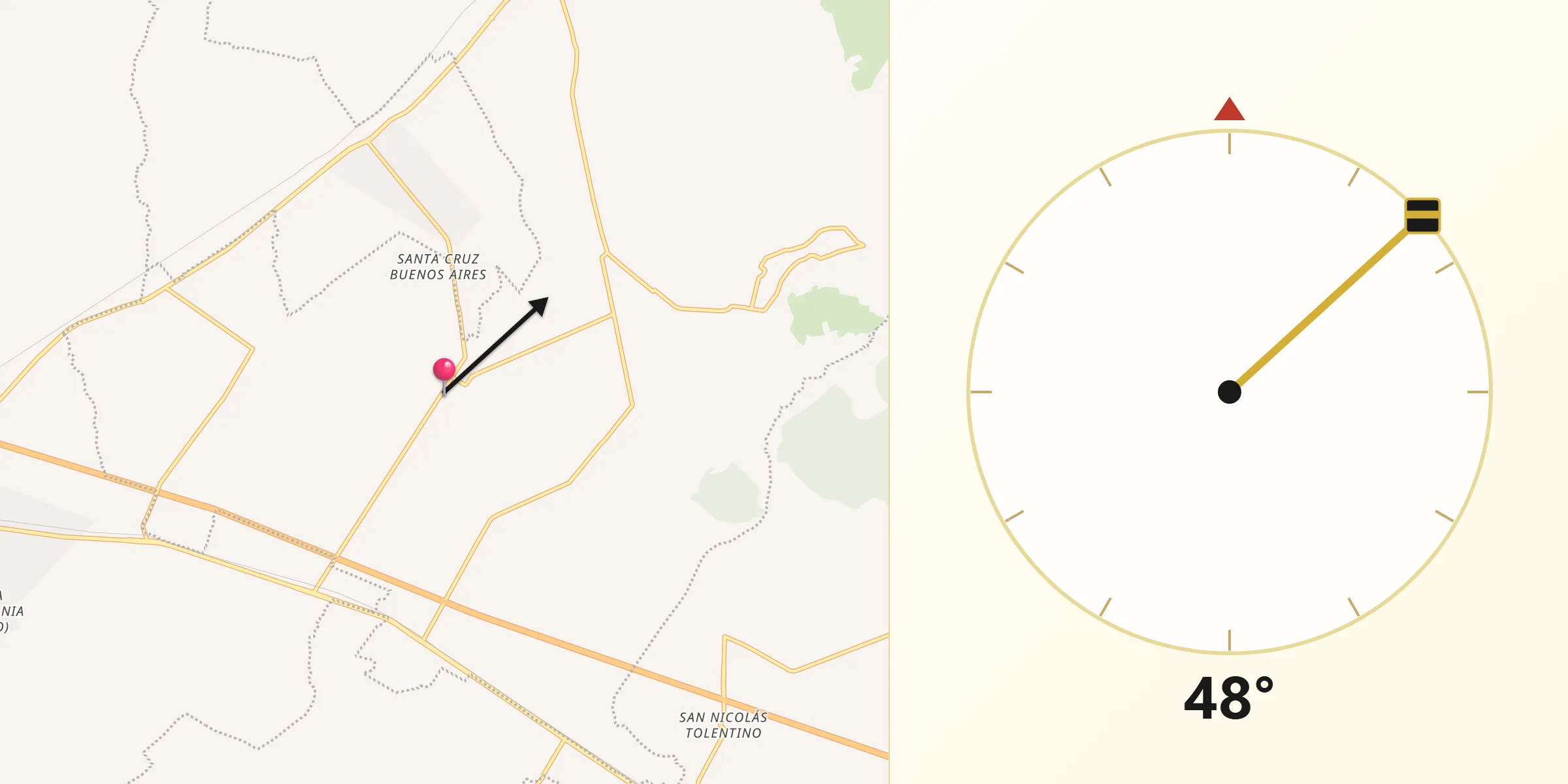 Dirección de la Qibla desde Santa María Nenetzintla