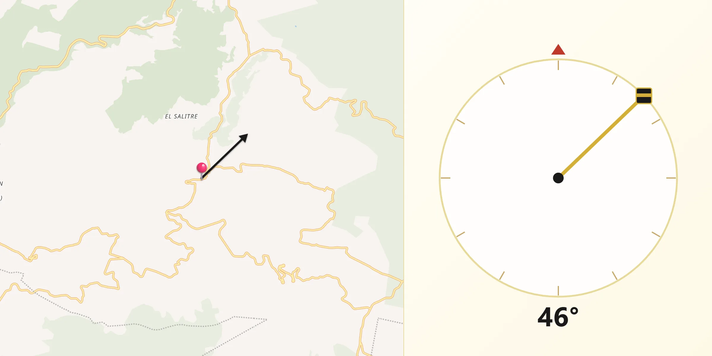 Dirección de la Qibla desde San Martín Tequesquipan (Tequesquipan)