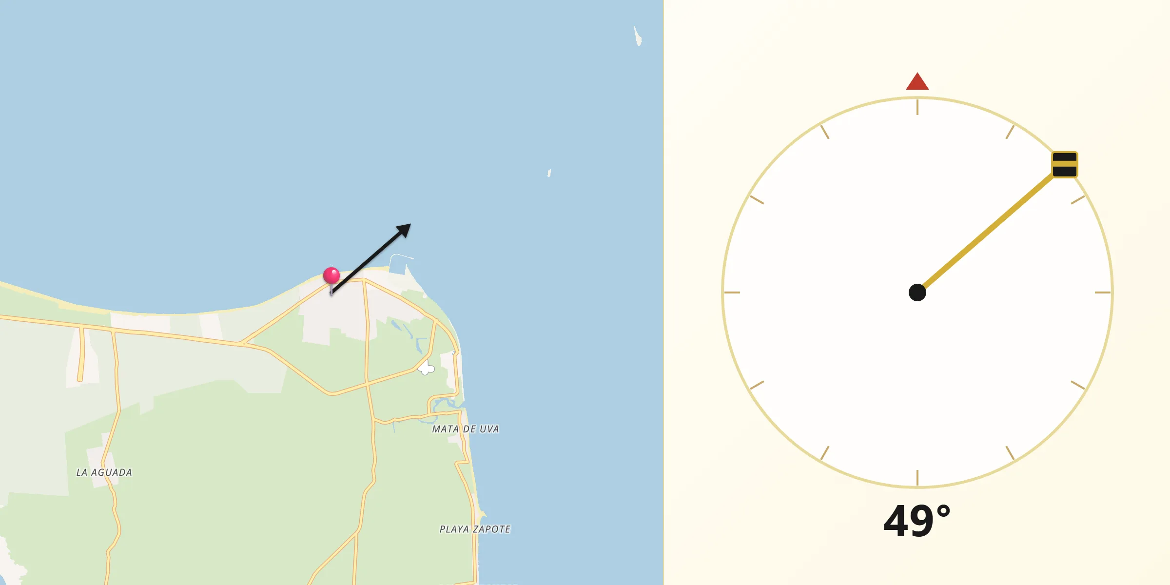 Dirección de la Qibla desde Antón Lizardo