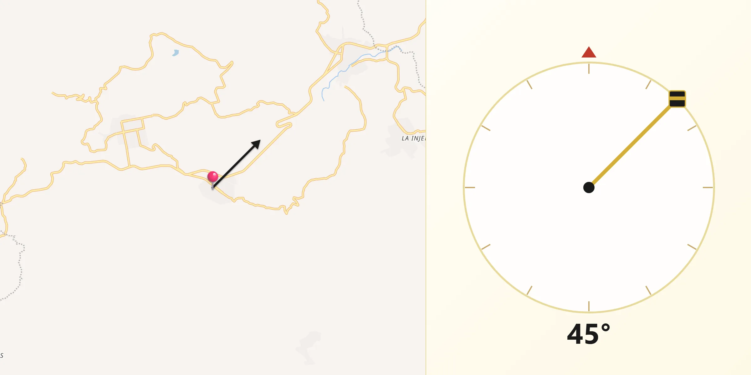 Dirección de la Qibla desde Tavera