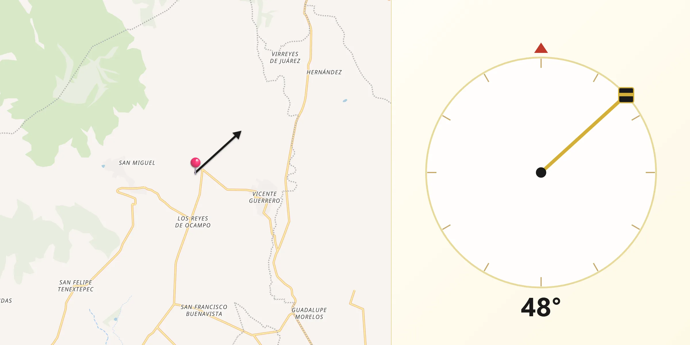 Dirección de la Qibla desde San Pedro la Joya
