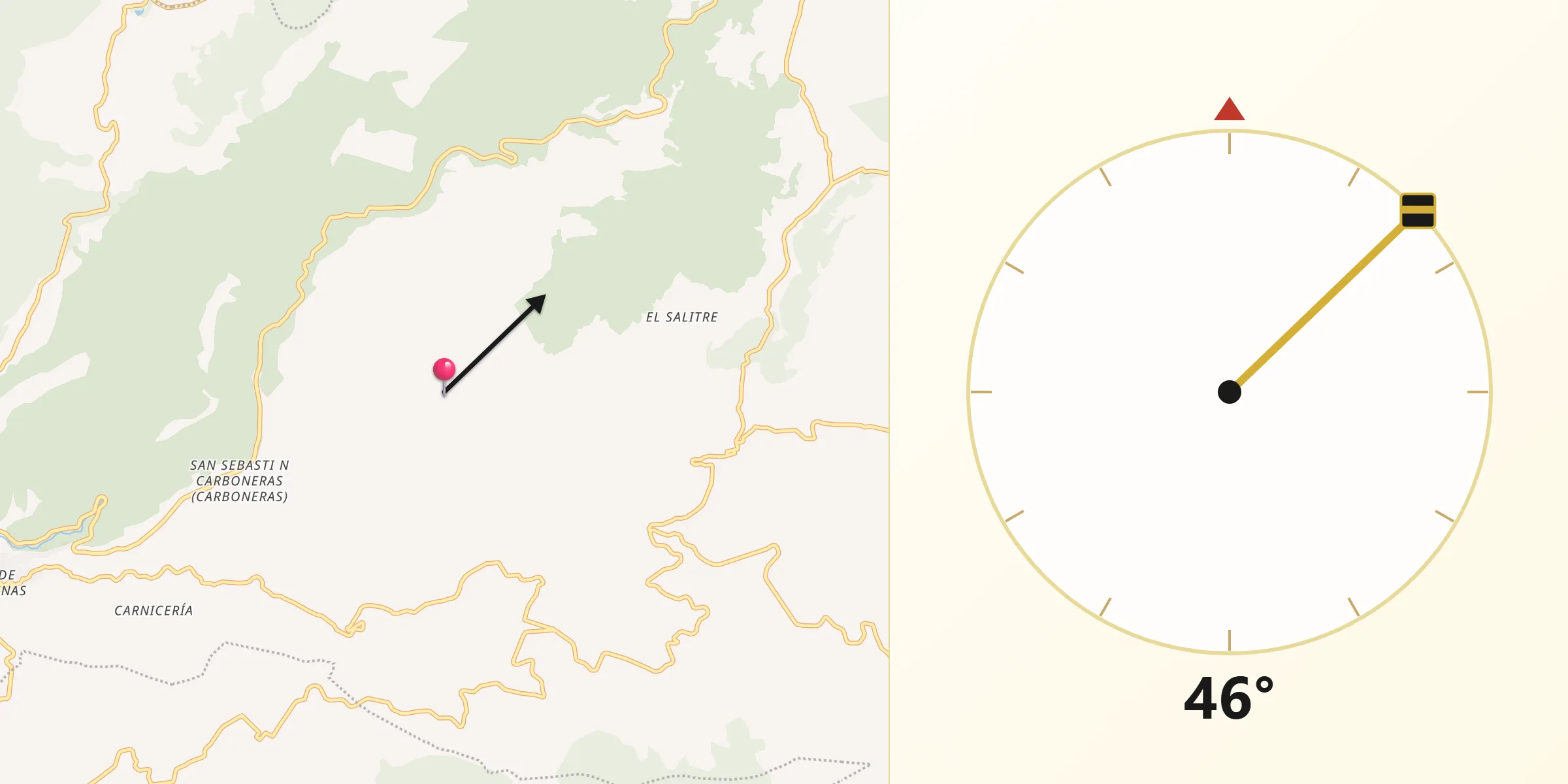 Dirección de la Qibla desde Temascaltepec