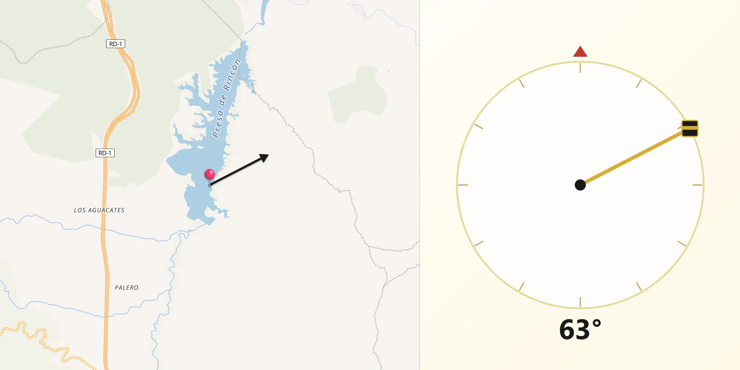 Dirección de la Qibla desde Sabana del Puerto