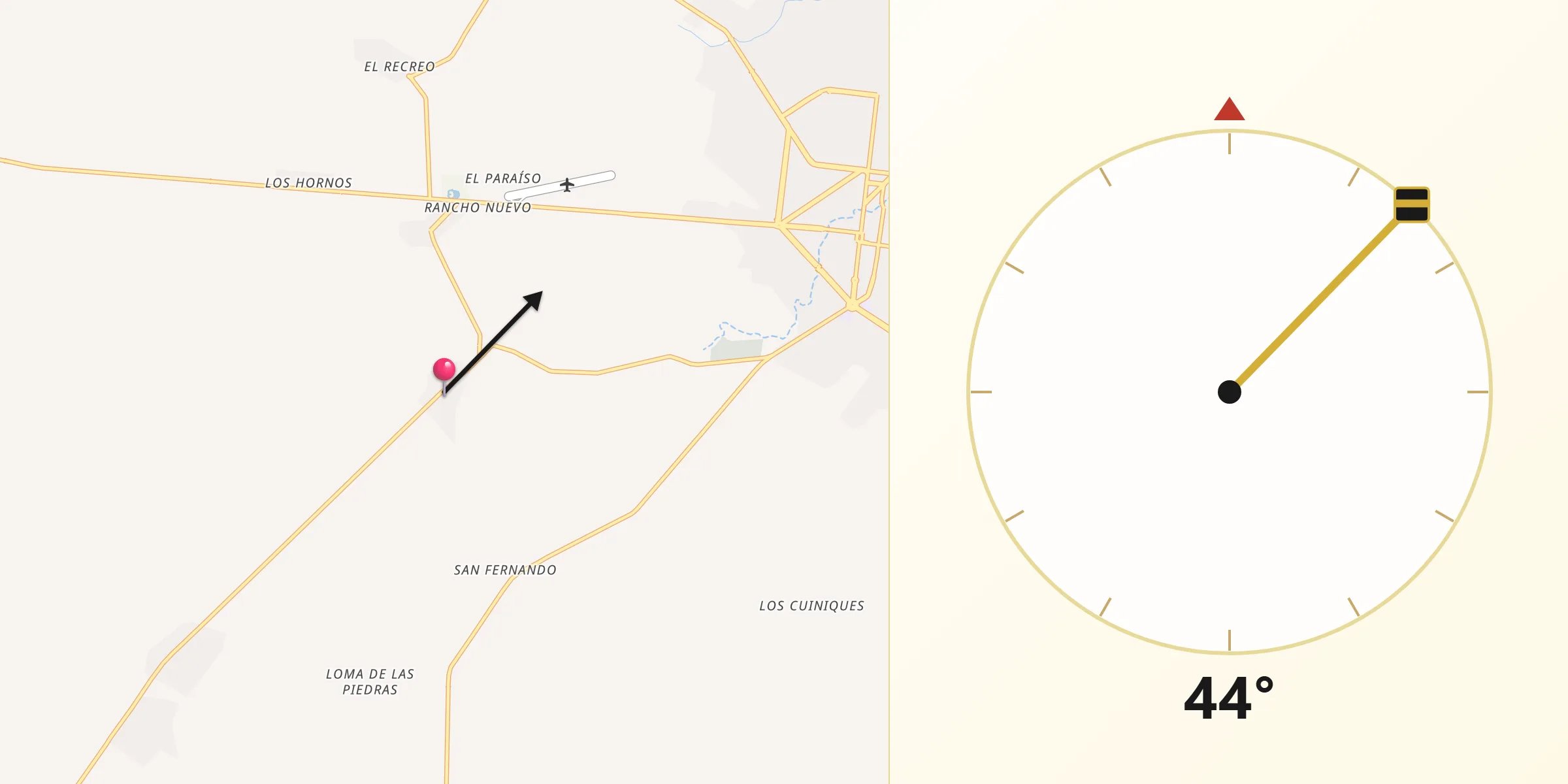 Dirección de la Qibla desde Presa del Rosario
