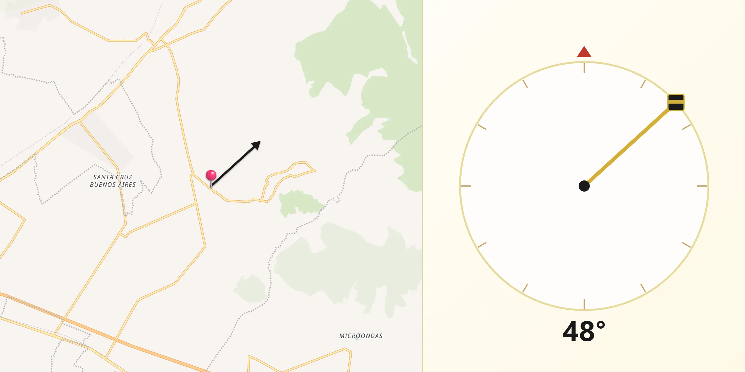 Dirección de la Qibla desde Apango de Zaragoza