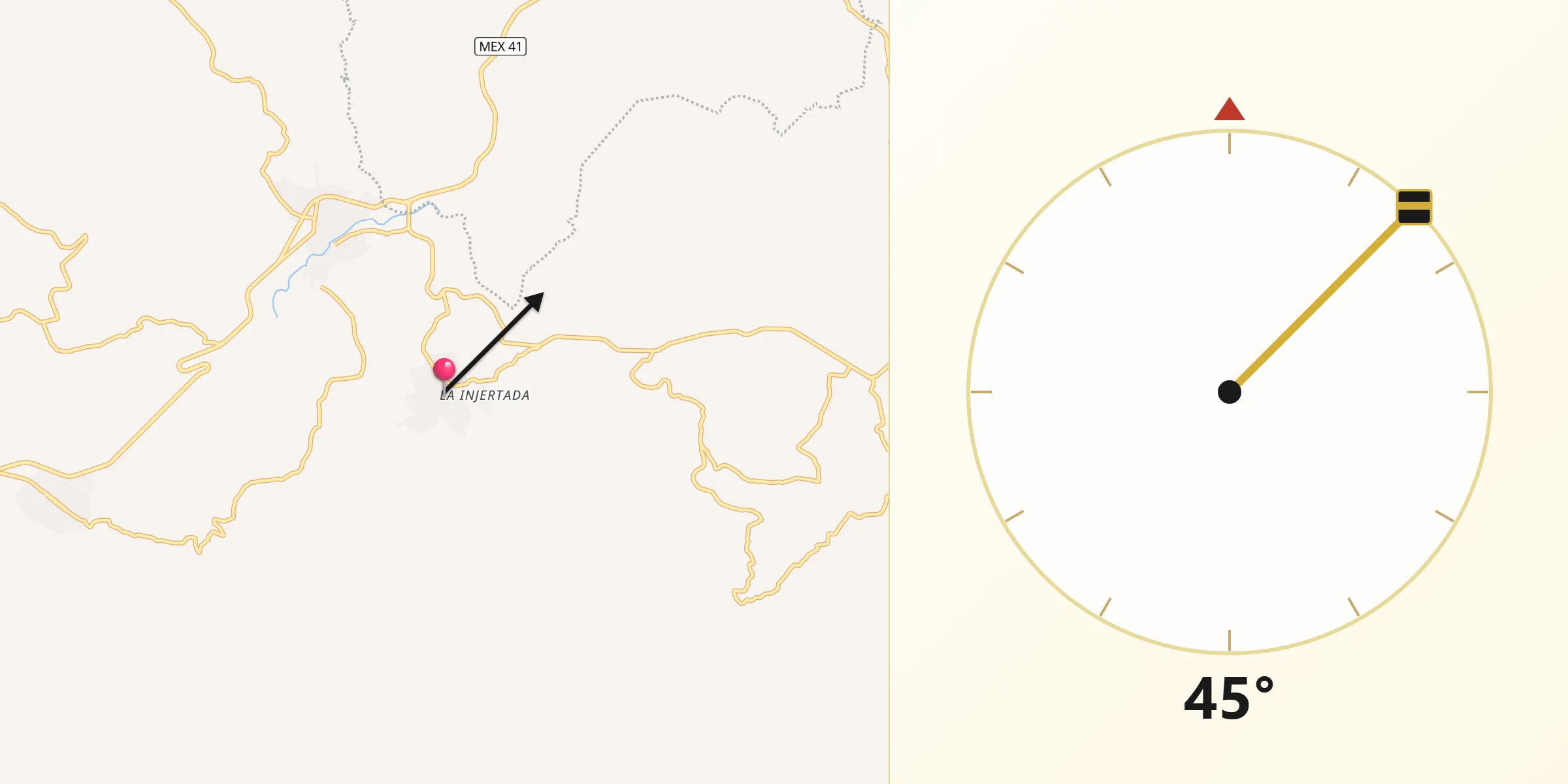 Dirección de la Qibla desde La Ermita (Nueva Jerusalén)