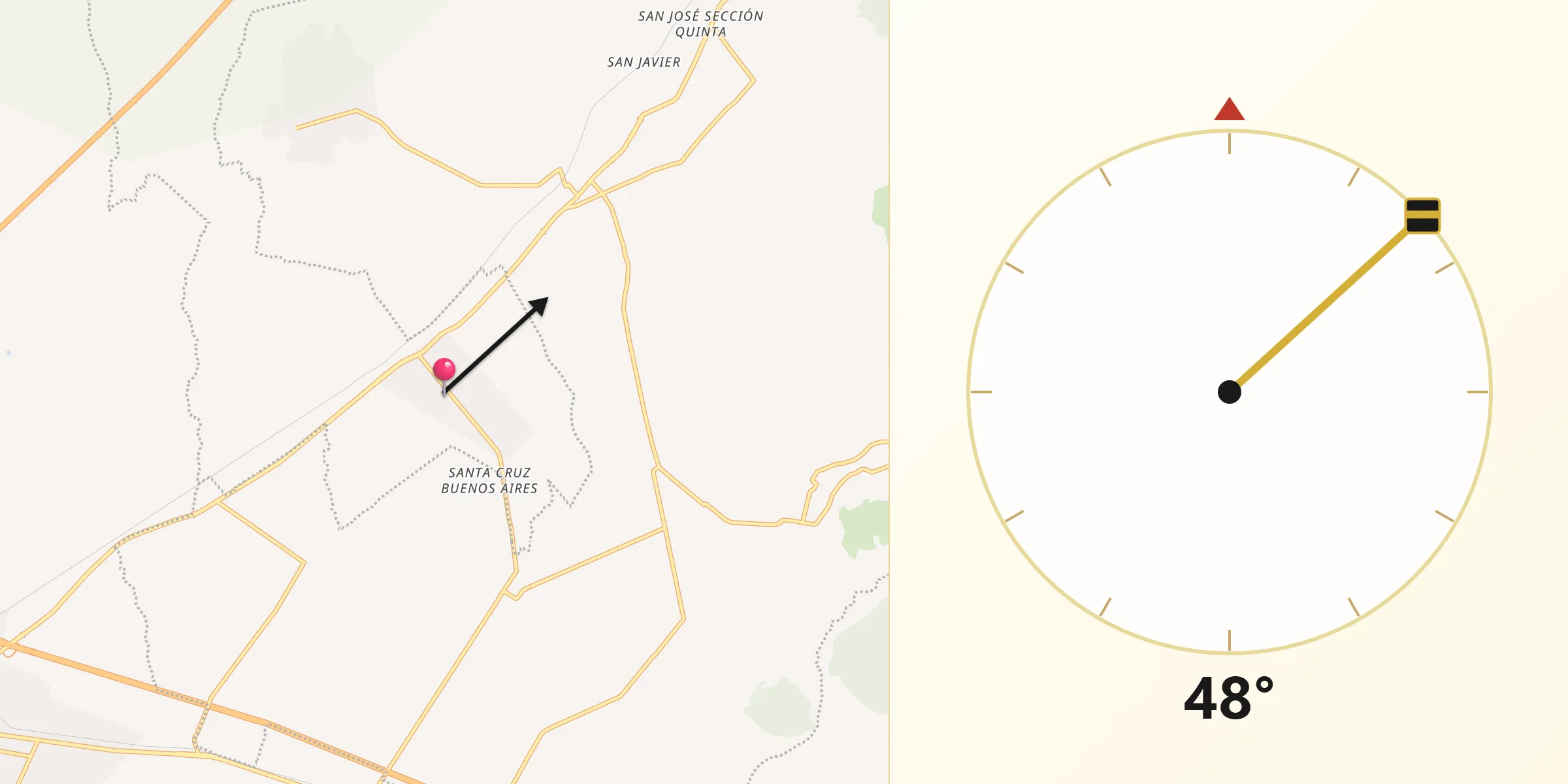 Dirección de la Qibla desde Tepatlaxco de Hidalgo