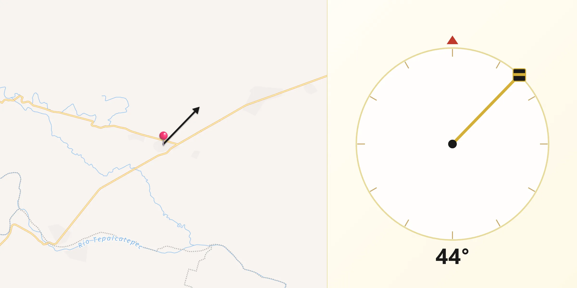 Dirección de la Qibla desde División del Norte