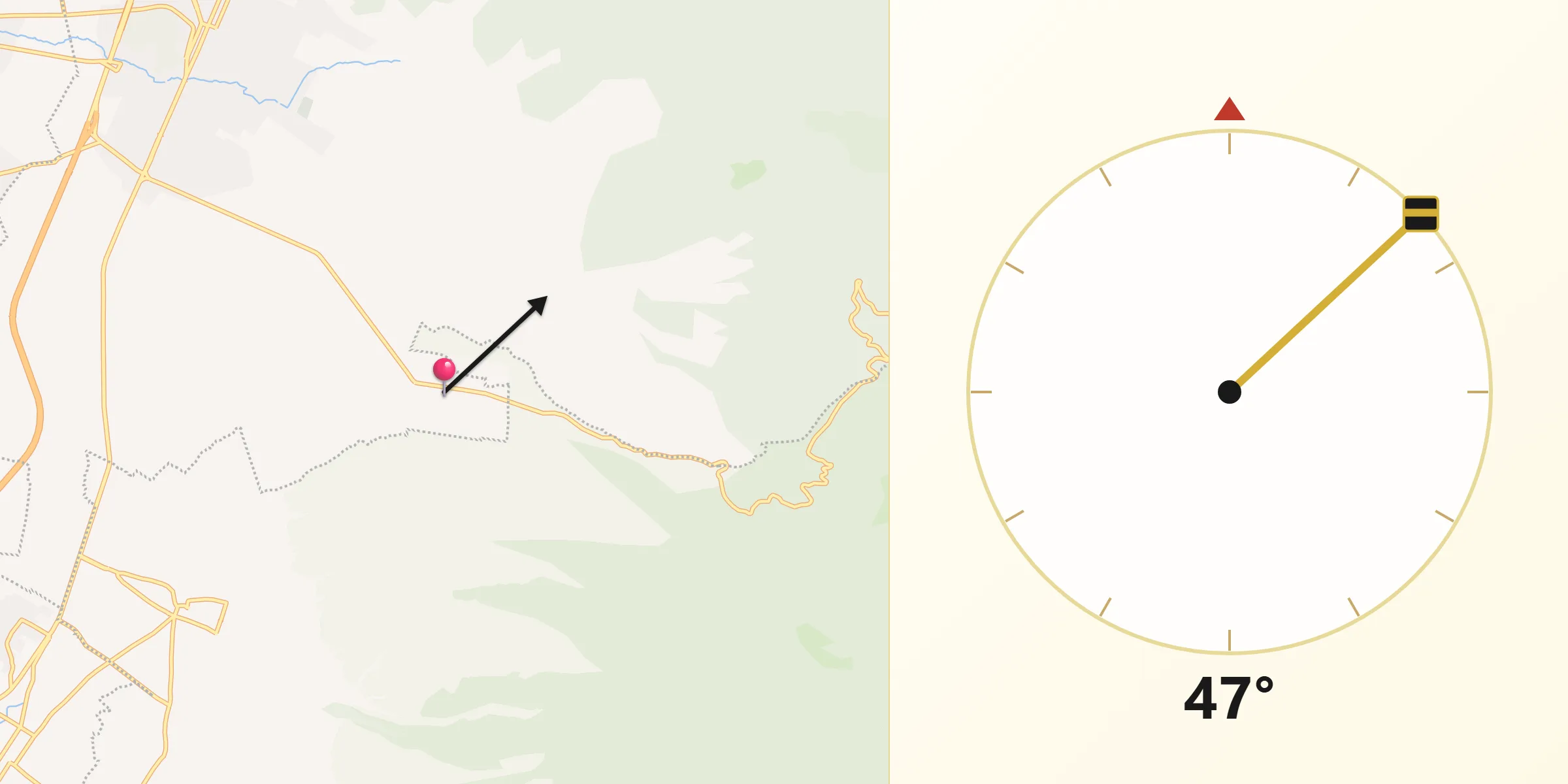 Dirección de la Qibla desde San Pedro Nexapa