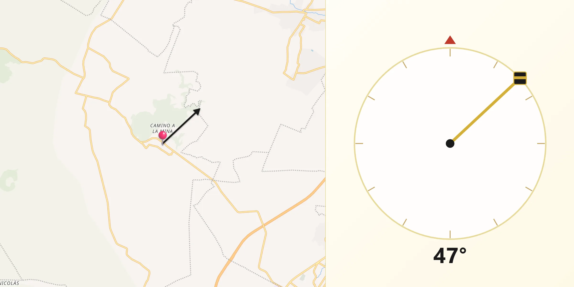 Dirección de la Qibla desde San Matías Cuijingo