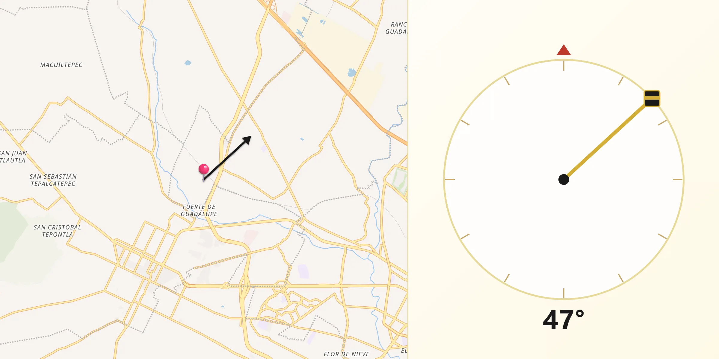 Dirección de la Qibla desde Barrio de Nuevo León