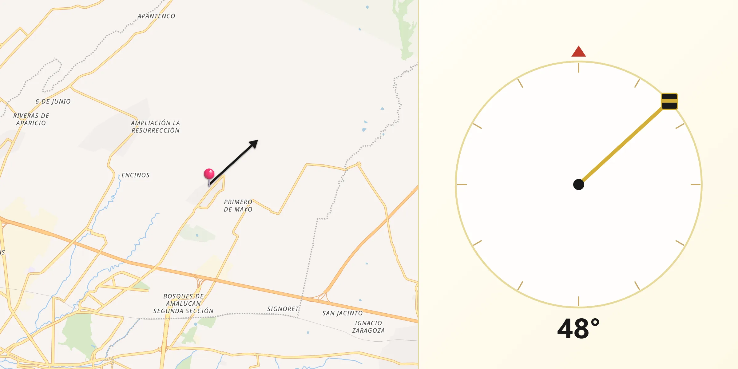 Dirección de la Qibla desde Santa María Xonacatepec