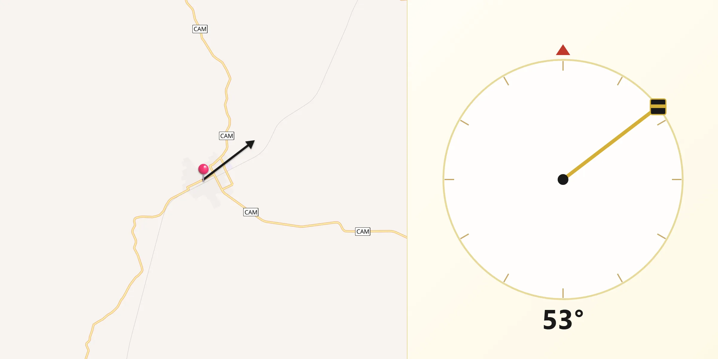 Dirección de la Qibla desde Carrillo Puerto