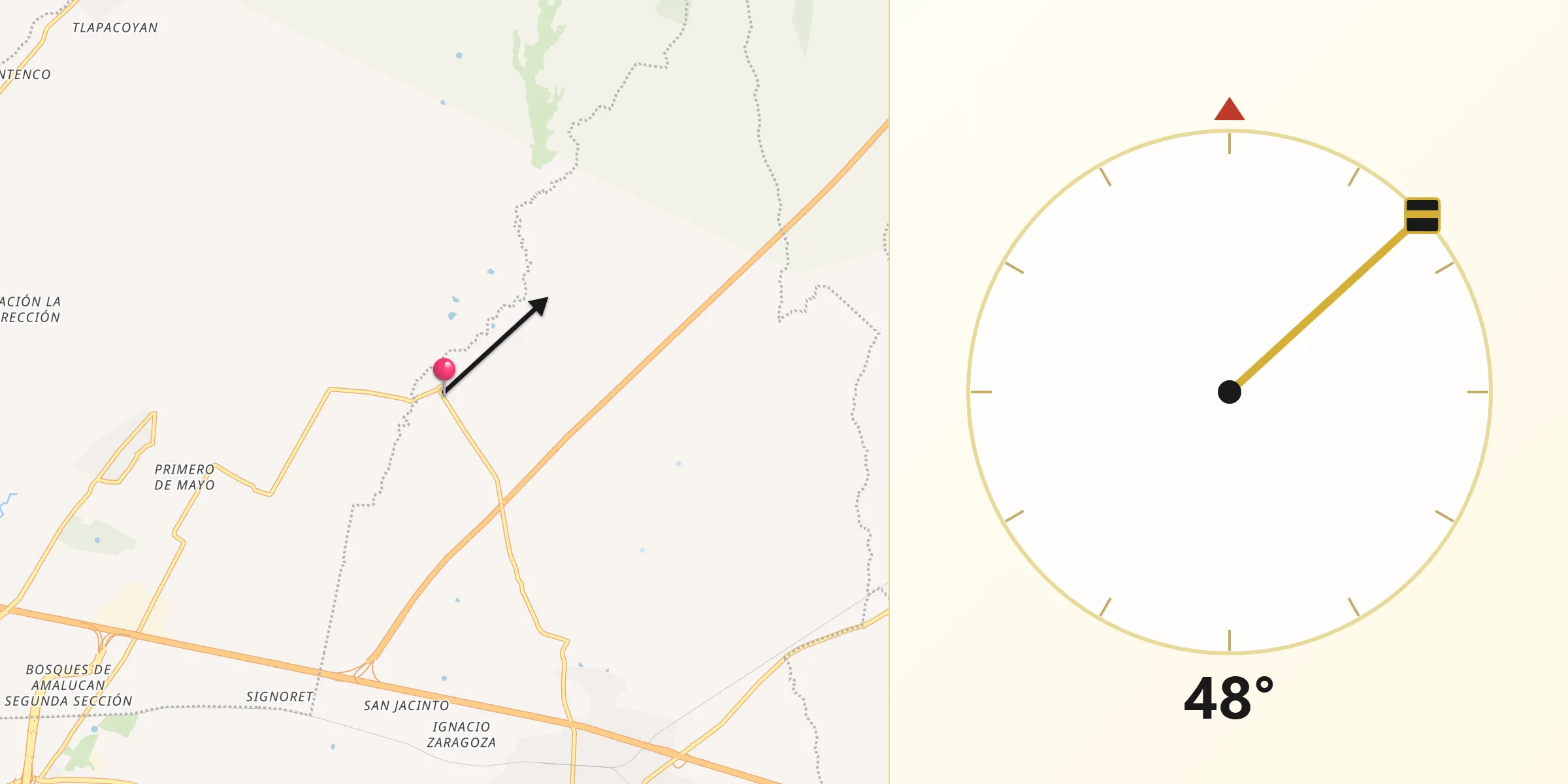 Dirección de la Qibla desde Concepción Capulac (La Ex-Hacienda)