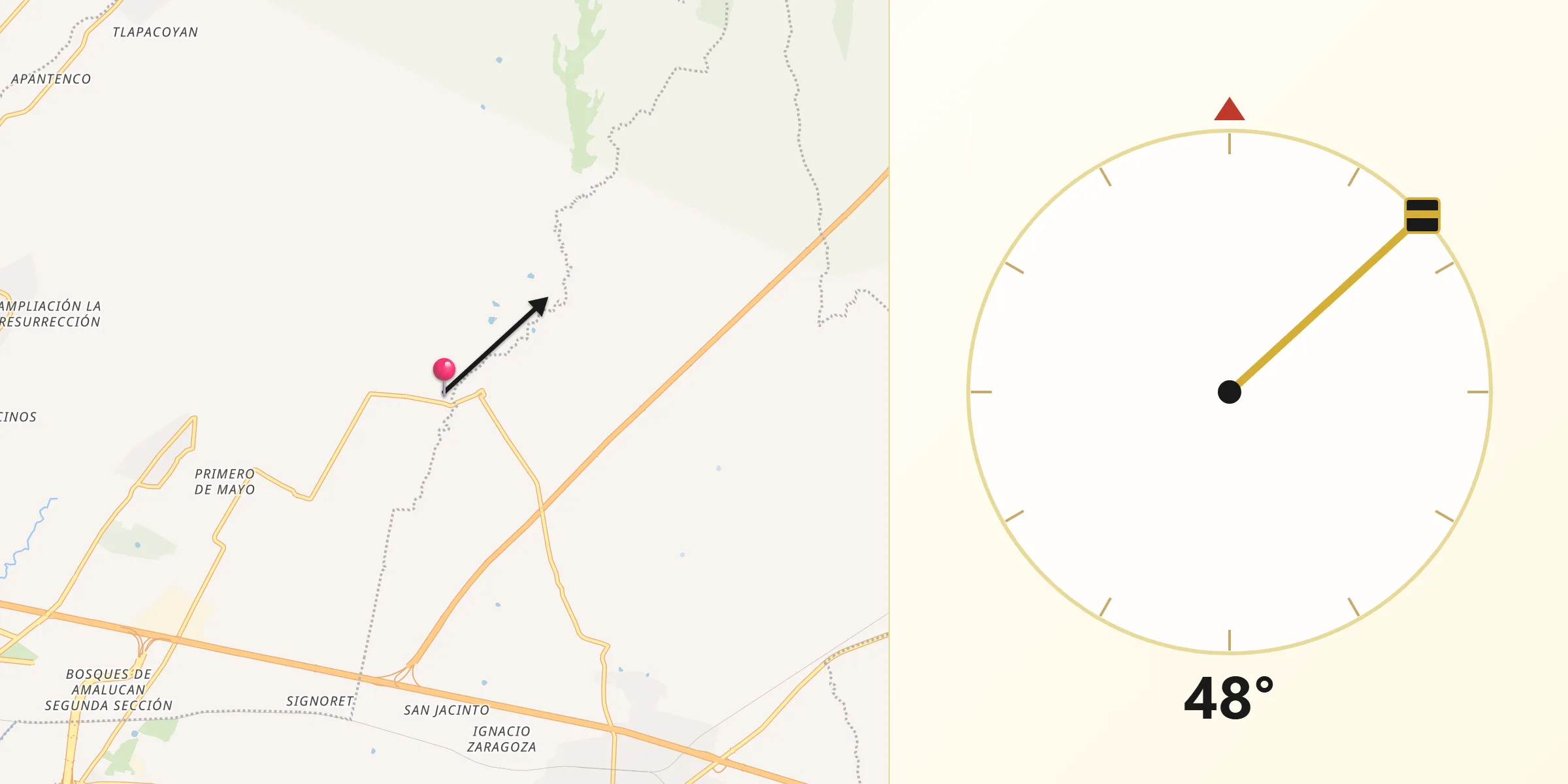 Dirección de la Qibla desde San Miguel Espejo