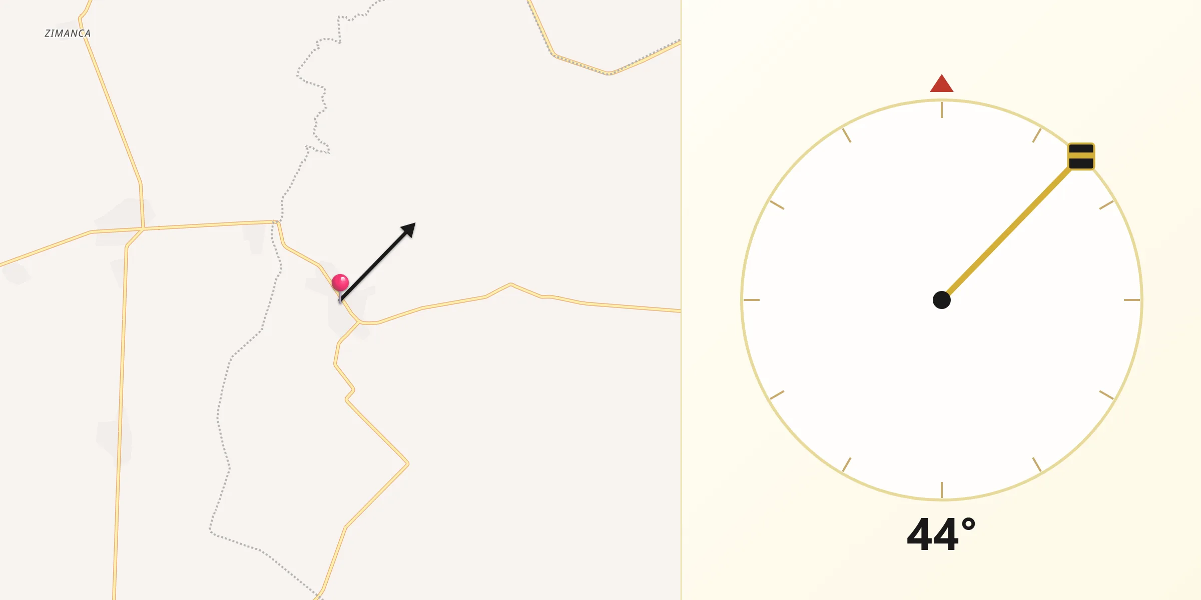 Dirección de la Qibla desde Cenobio Moreno