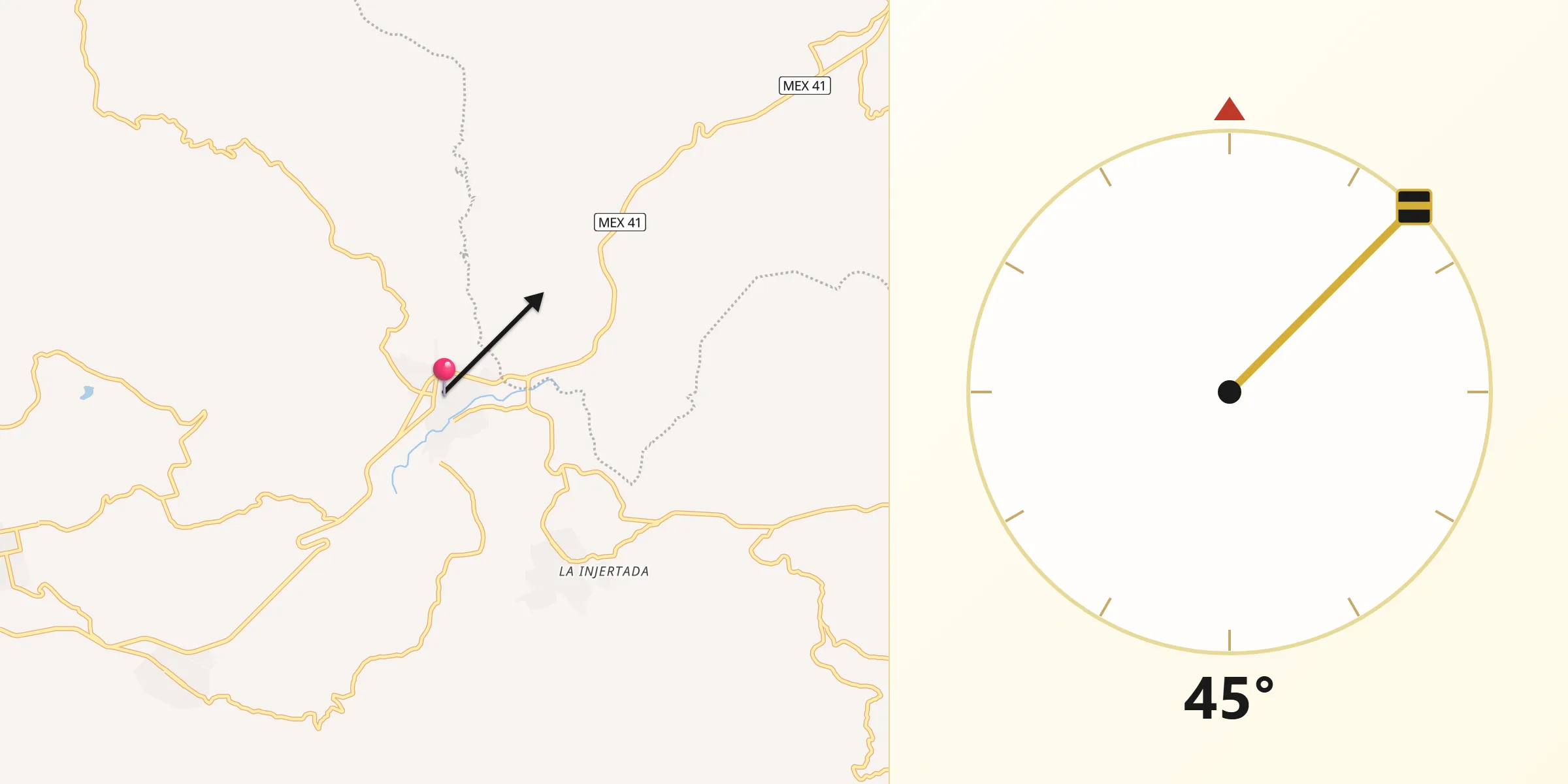 Dirección de la Qibla desde Puruarán