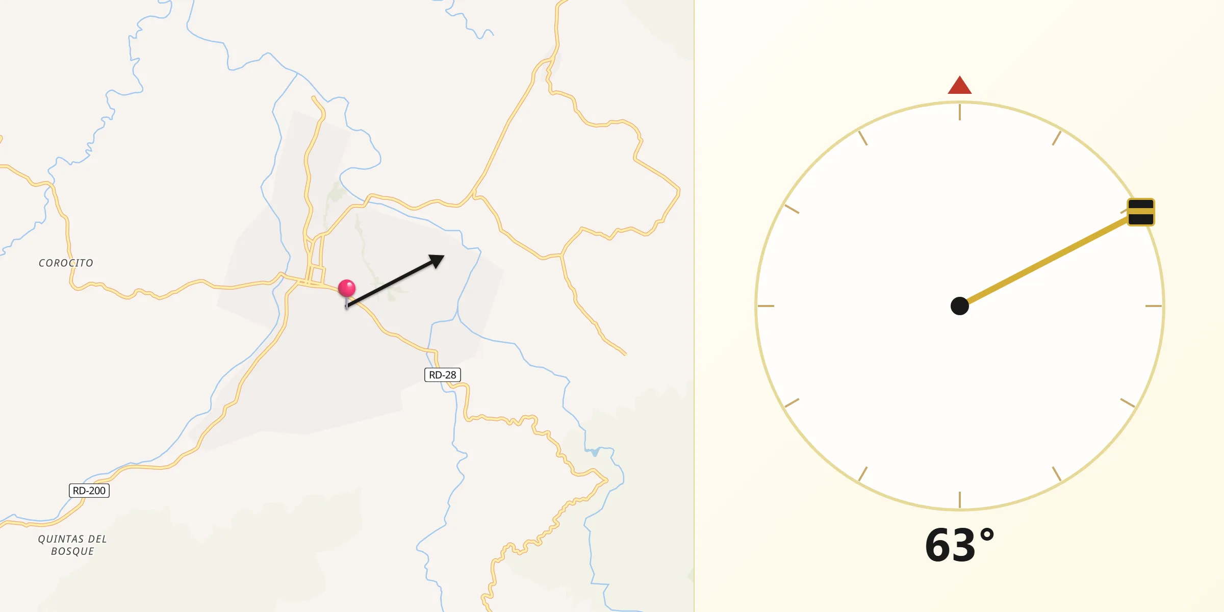 Dirección de la Qibla desde Jarabacoa