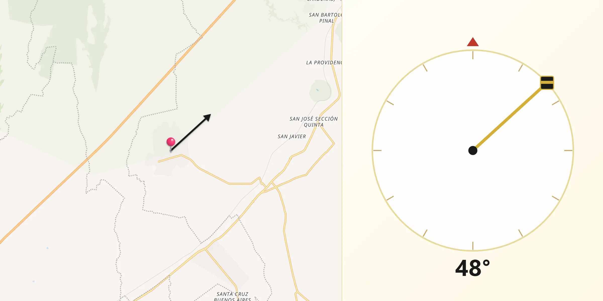 Dirección de la Qibla desde San Juan Tepulco
