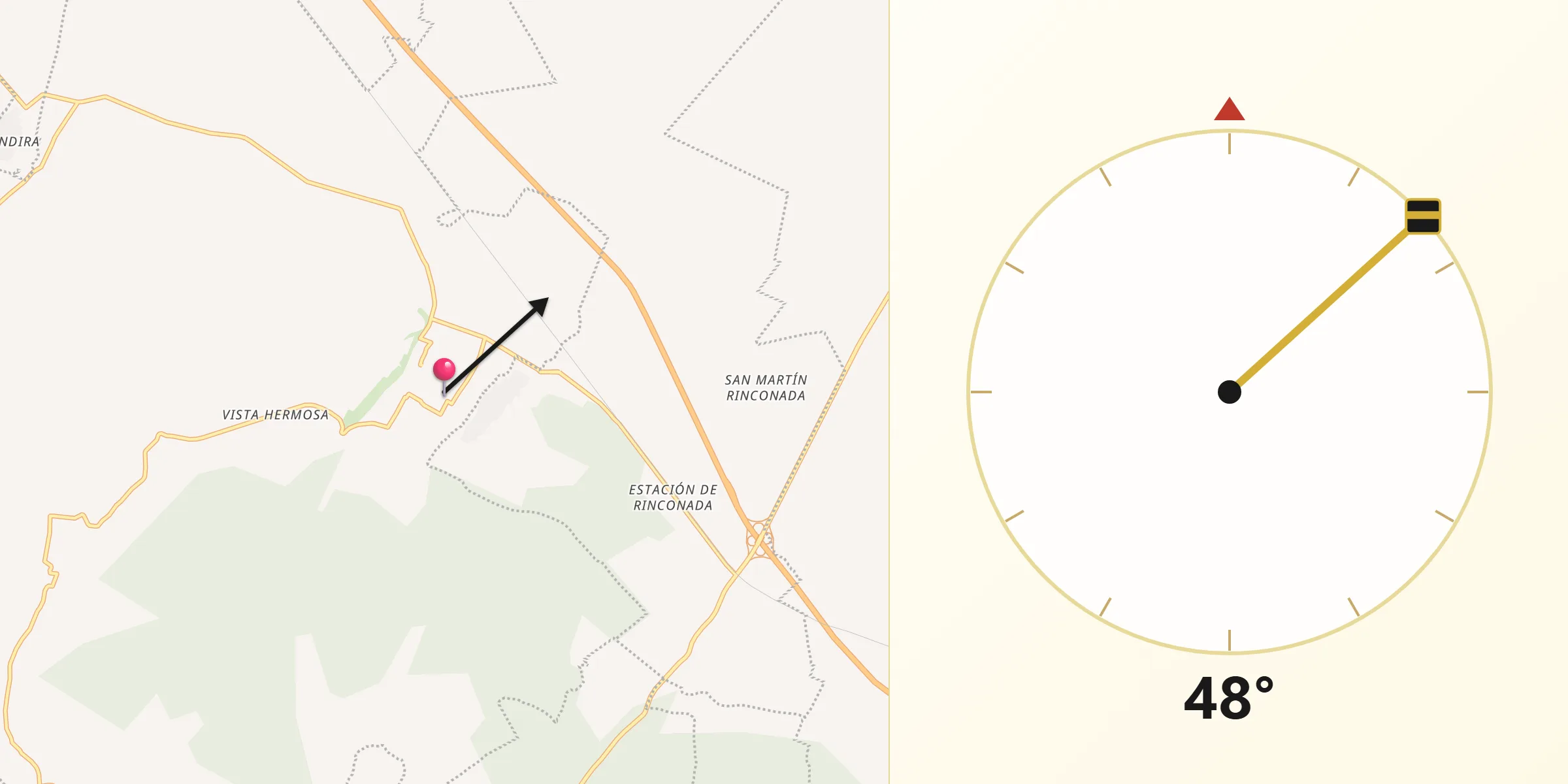 Dirección de la Qibla desde Soltepec