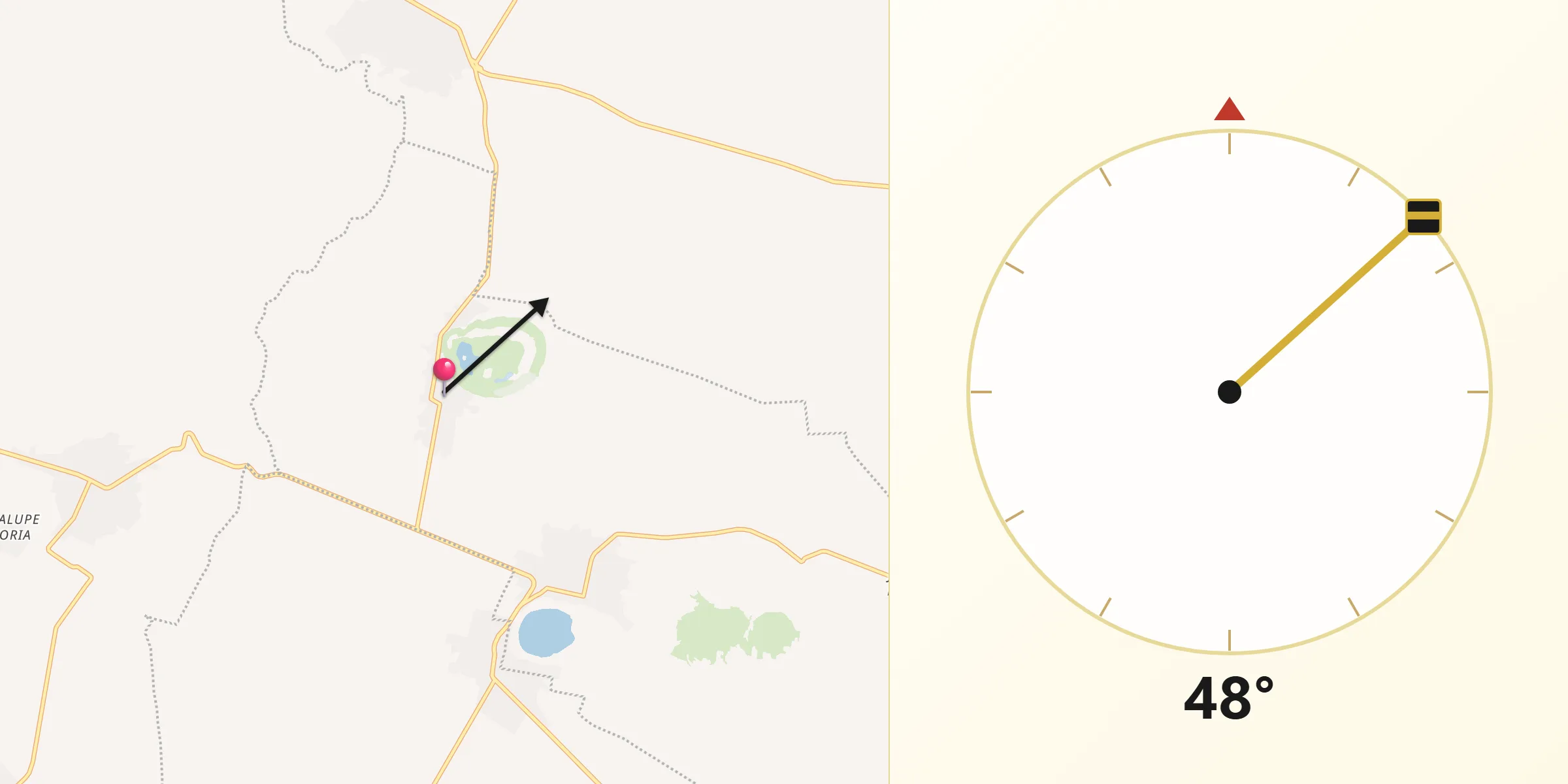Dirección de la Qibla desde San Miguel Tecuitlapa