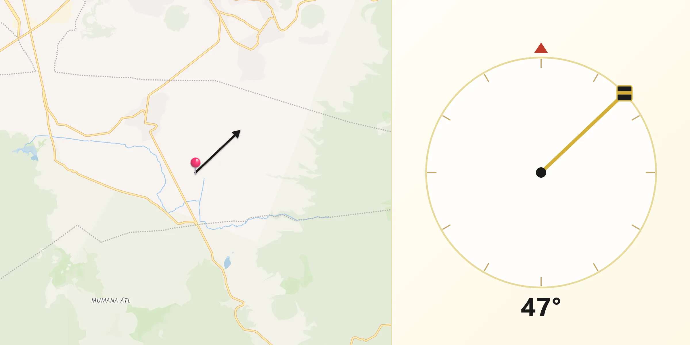 Dirección de la Qibla desde Tlacuitlapa