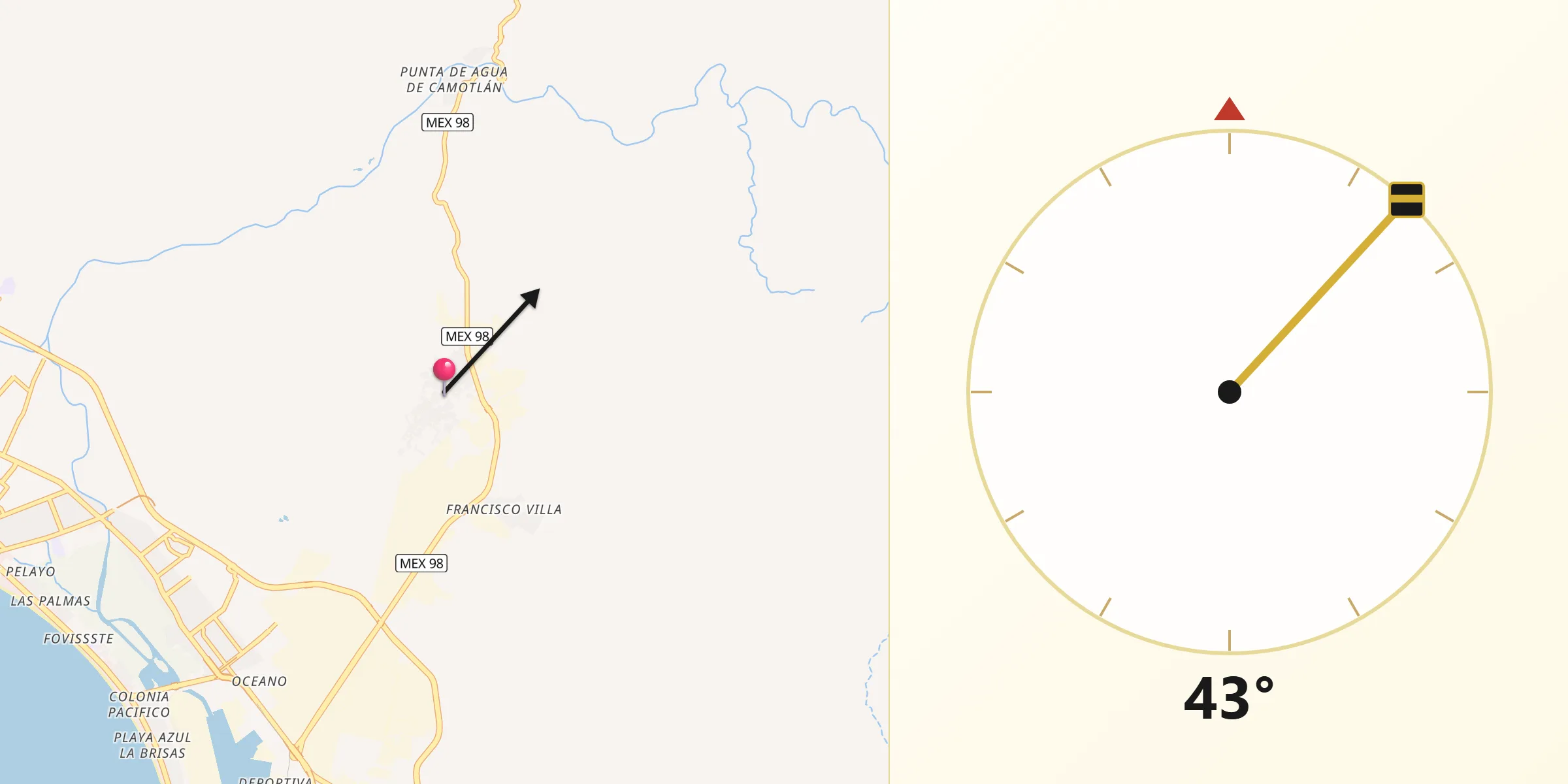 Dirección de la Qibla desde Jalipa