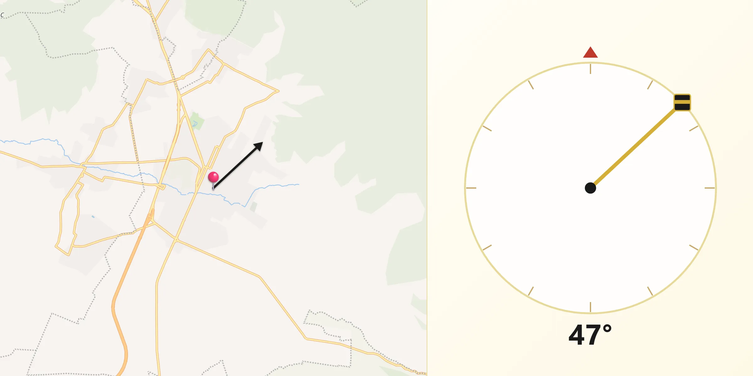 Dirección de la Qibla desde Amecameca de Juárez