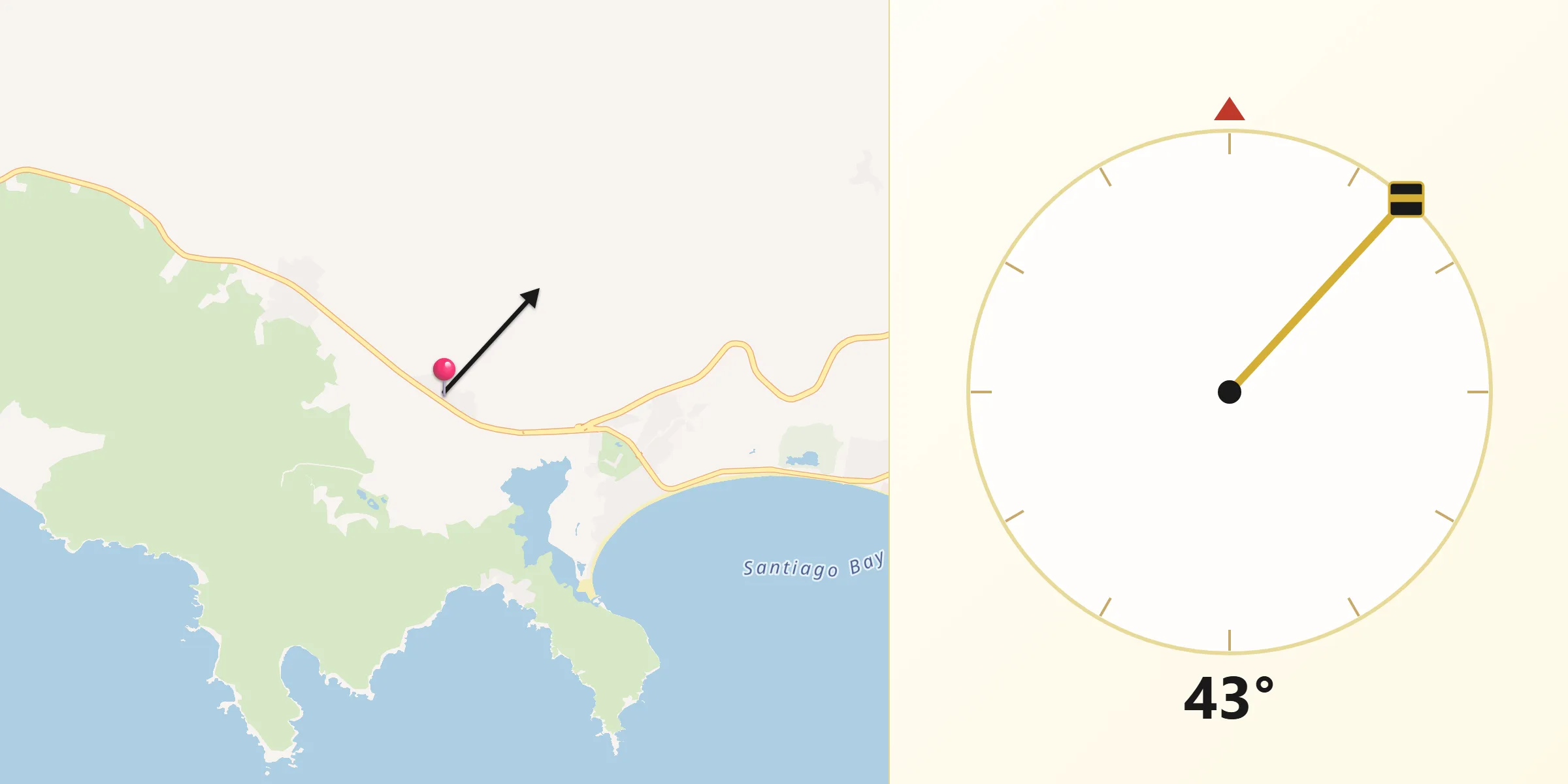 Dirección de la Qibla desde El Naranjo