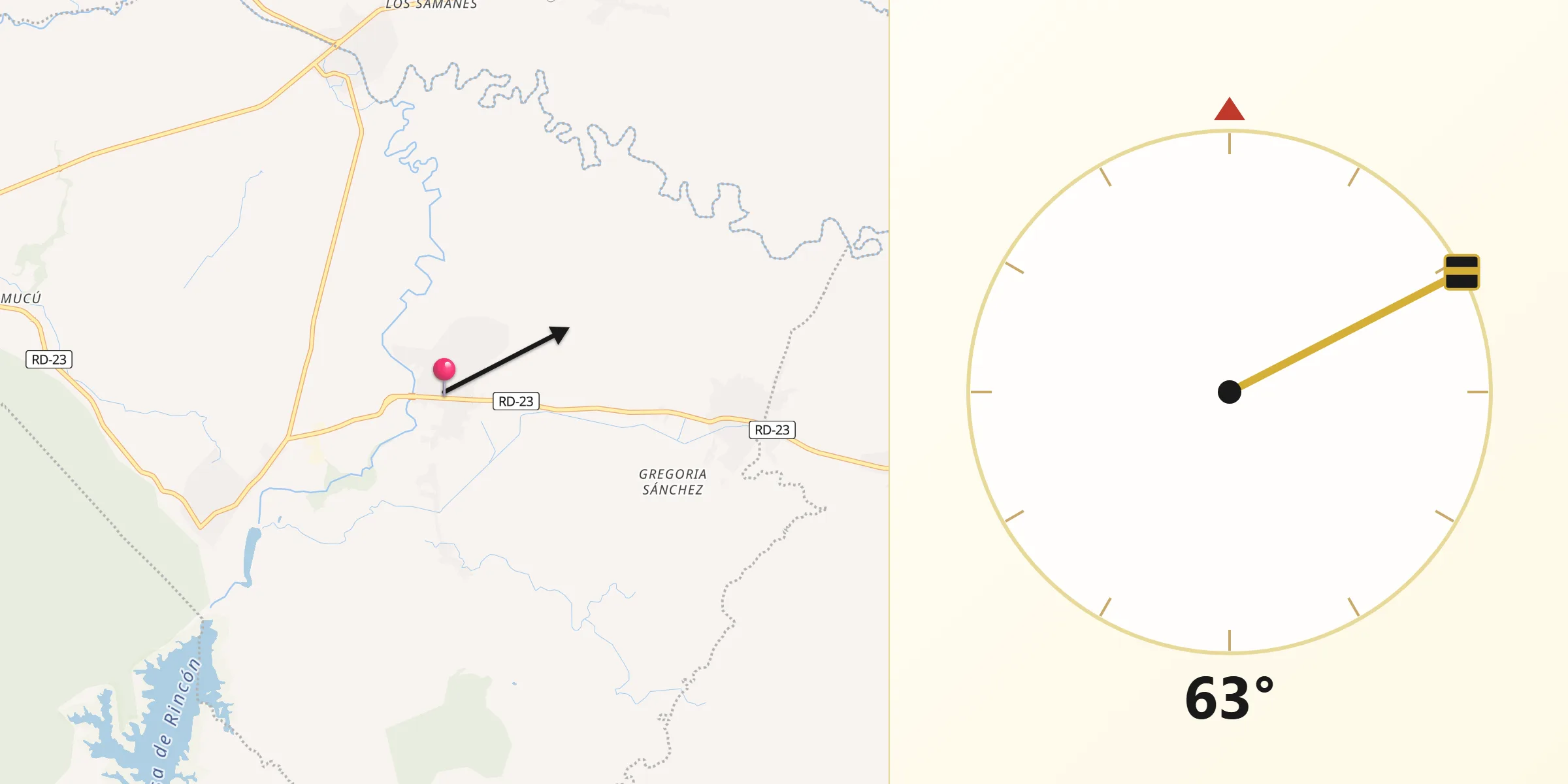 Dirección de la Qibla desde Jima Abajo