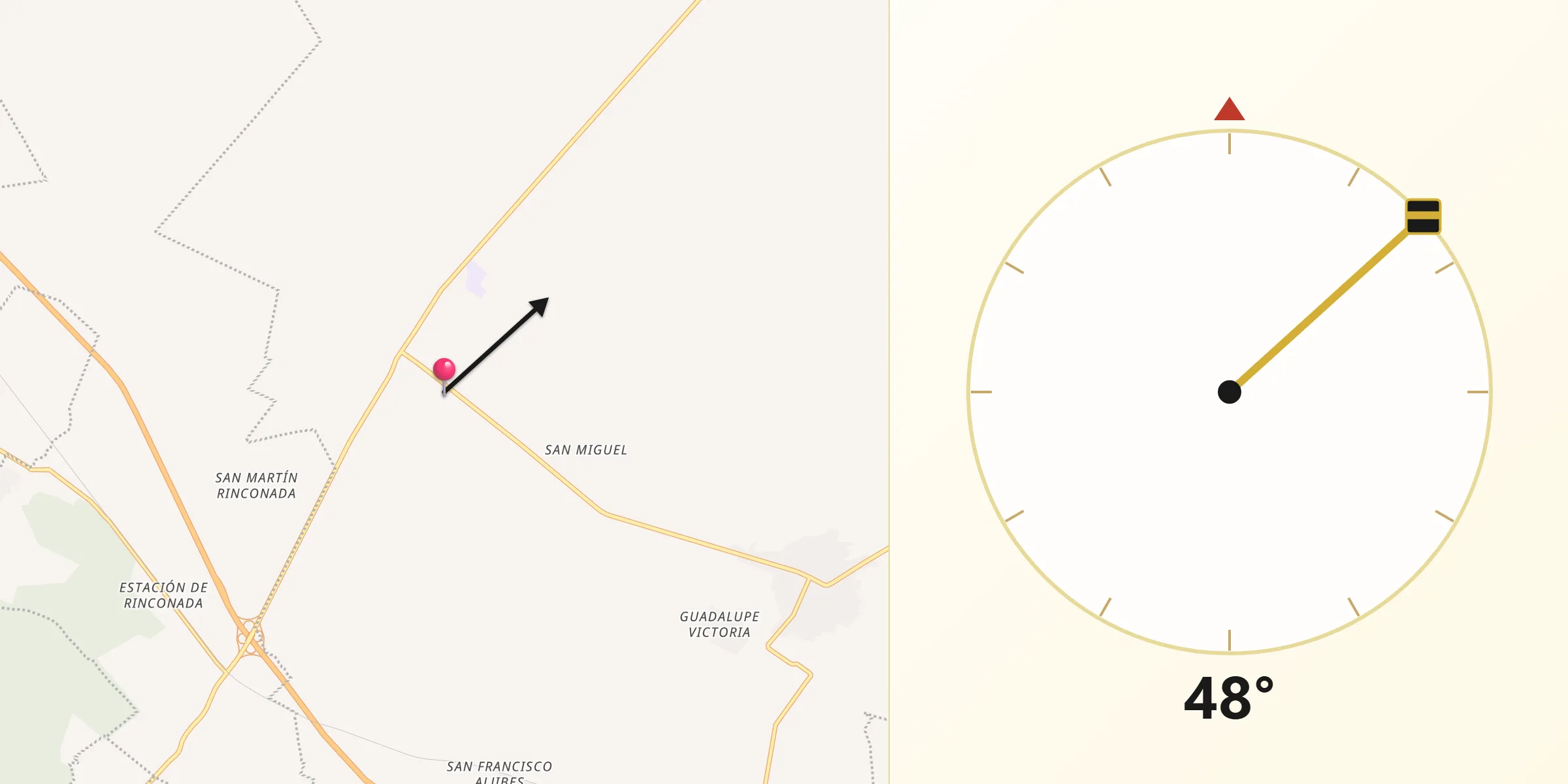 Dirección de la Qibla desde San Salvador El Seco