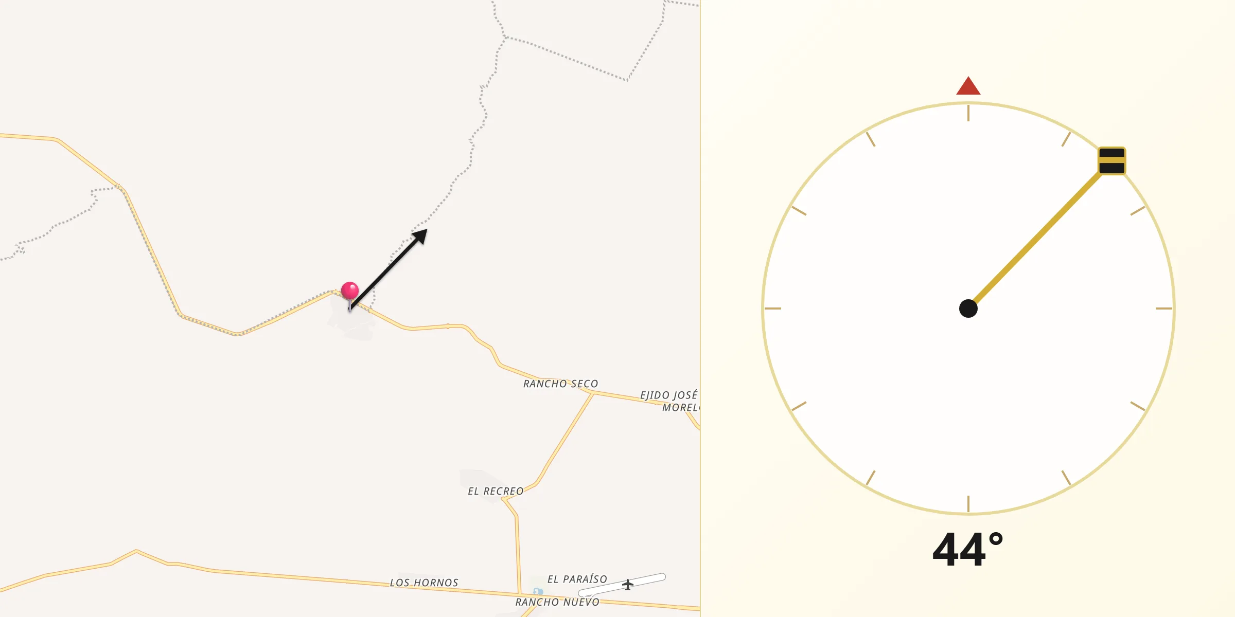 Dirección de la Qibla desde San Juan De Los Platanos