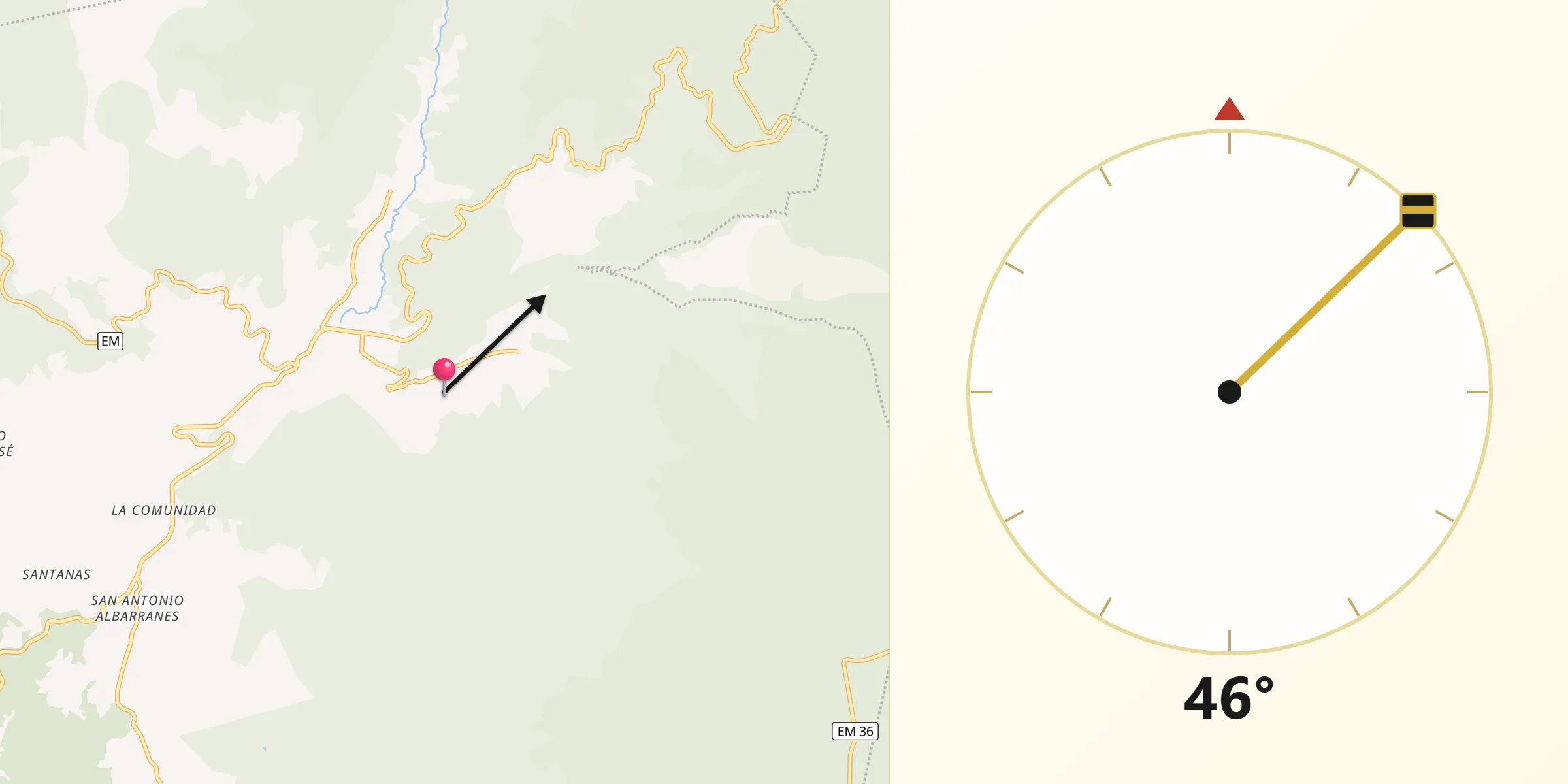 Dirección de la Qibla desde San Miguel Oxtotilpan