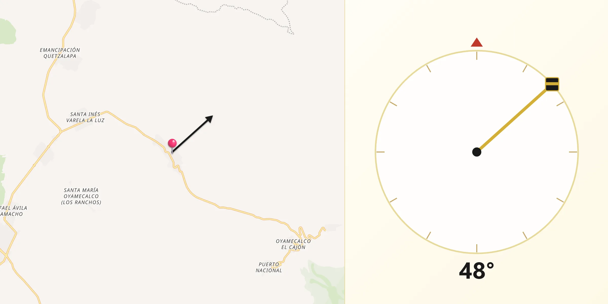 Dirección de la Qibla desde Paso Nacional