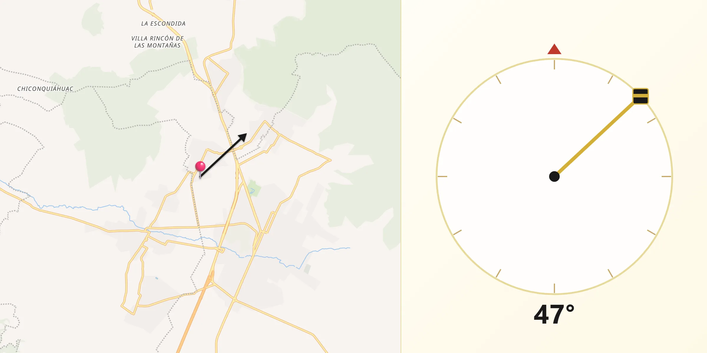 Dirección de la Qibla desde La Colonia