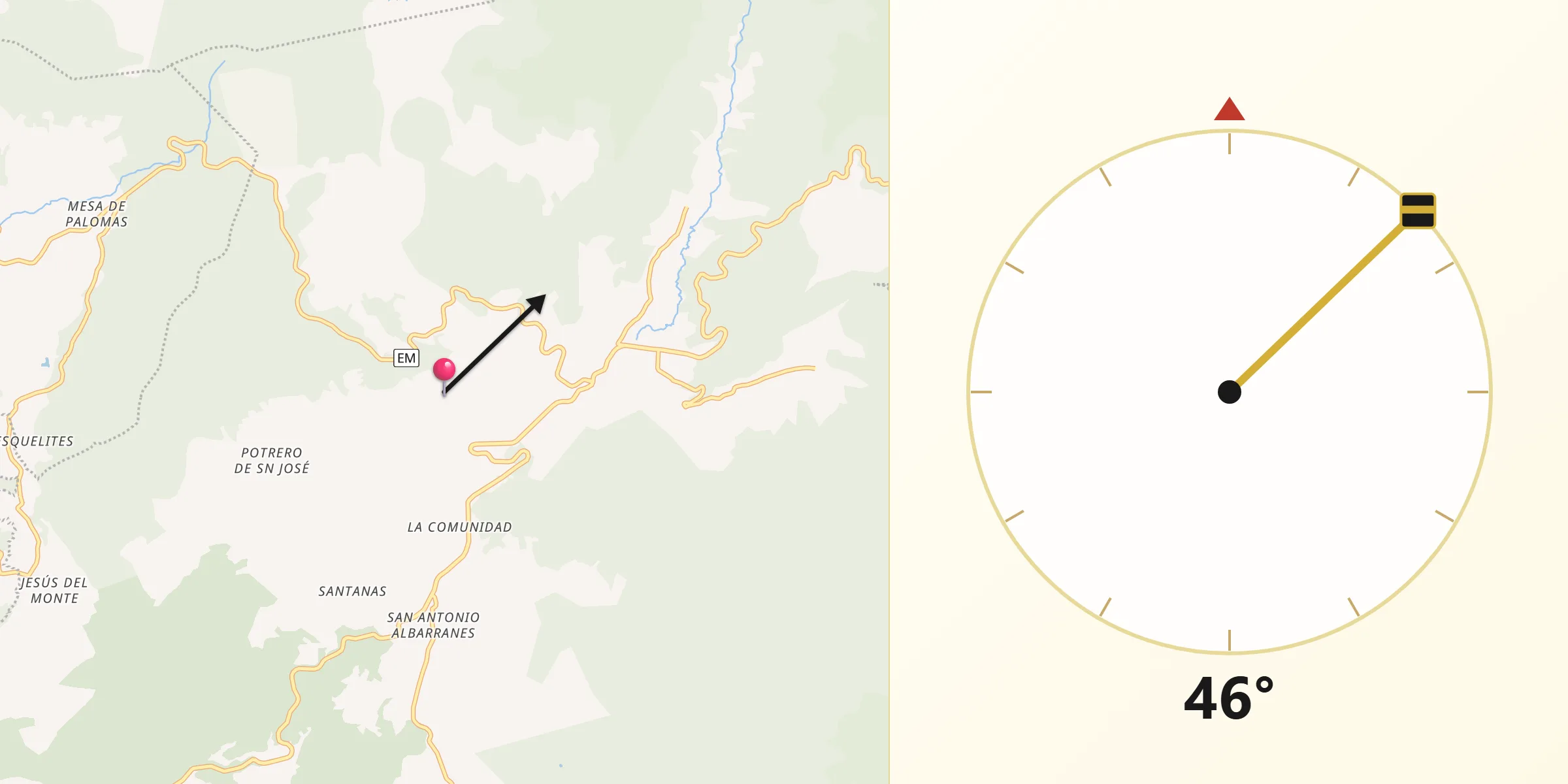 Dirección de la Qibla desde San Mateo Almomoloha