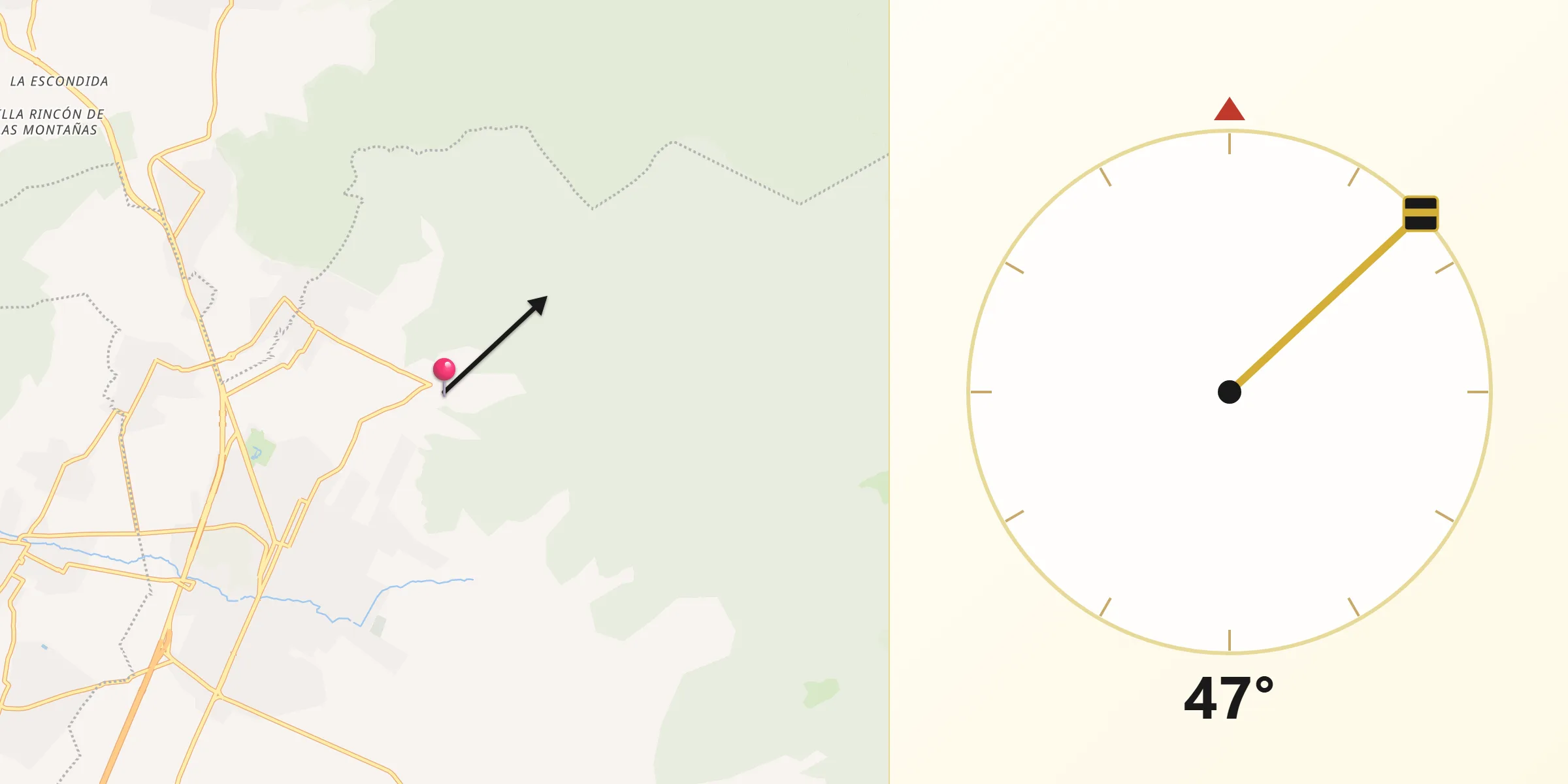 Dirección de la Qibla desde Santiago Cuautenco