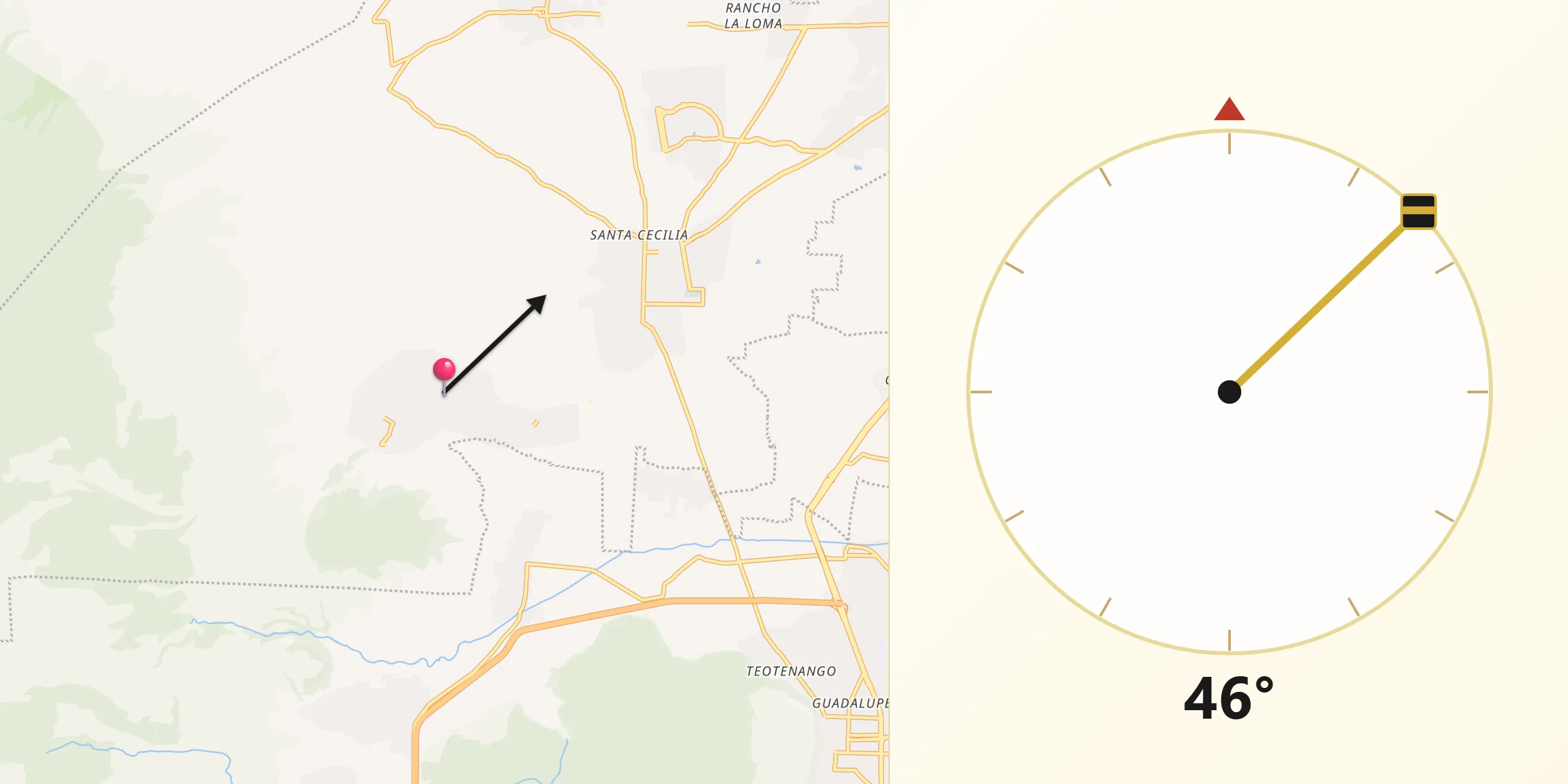 Dirección de la Qibla desde Zaragoza de Guadalupe