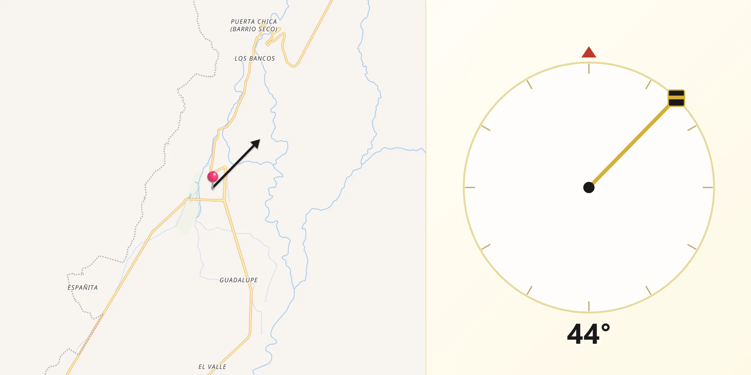 Dirección de la Qibla desde Paracuaro