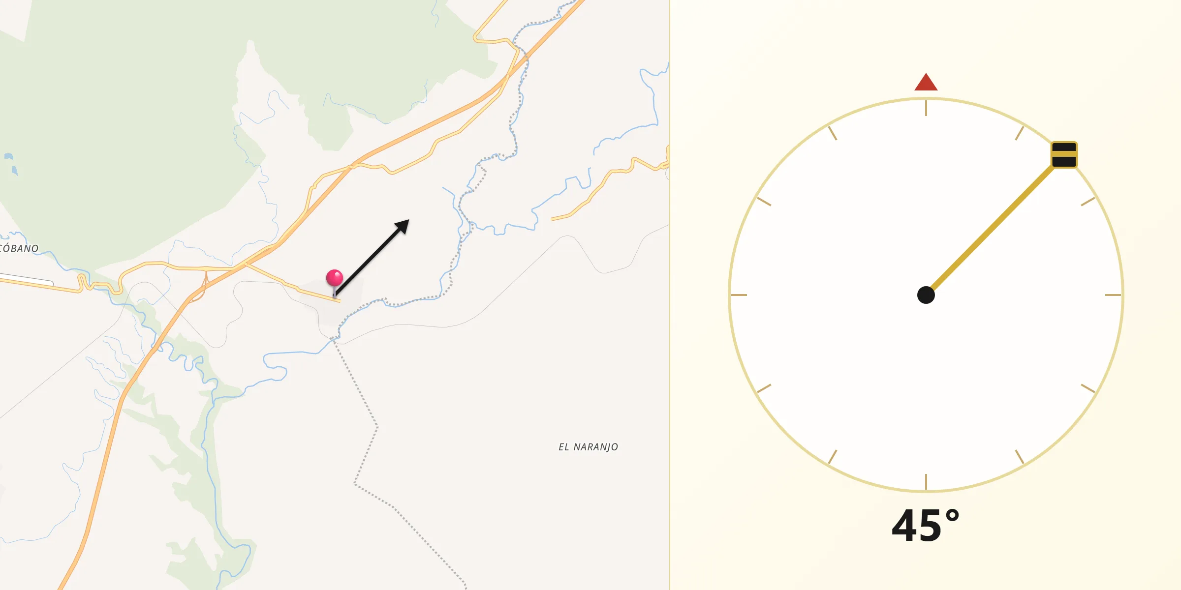 Dirección de la Qibla desde Santa Casilda
